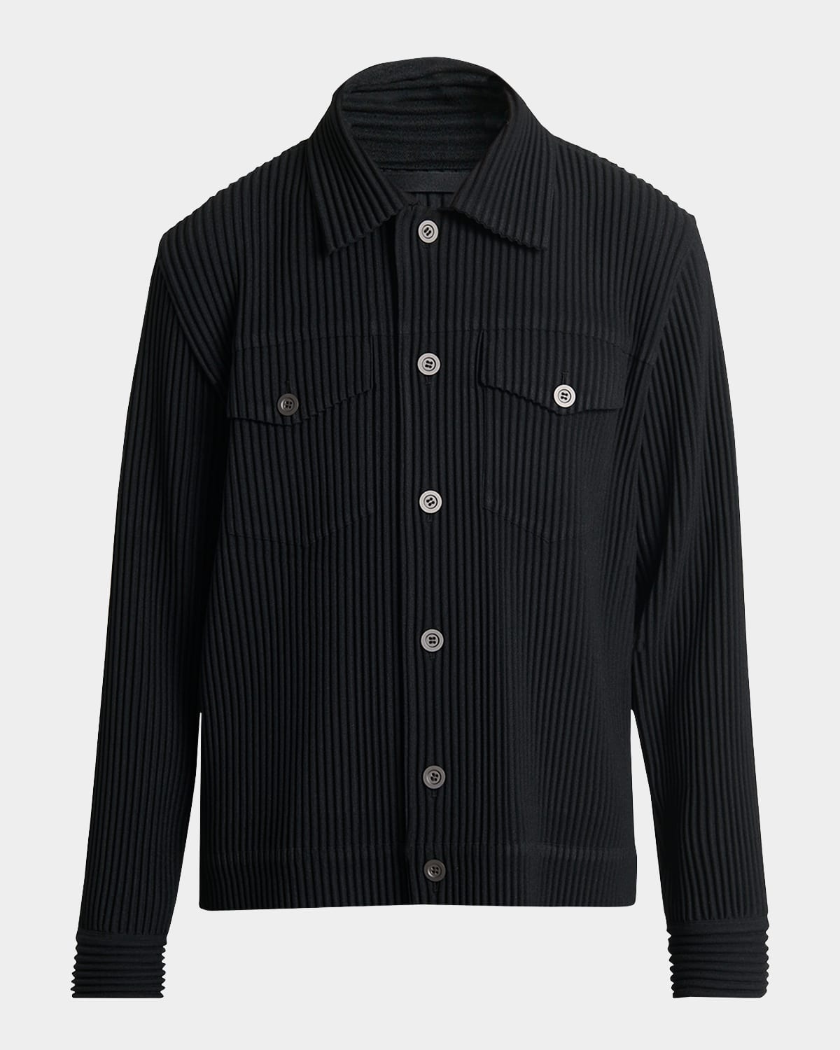 Shop Issey Miyake Men's Pleated Sport Shirt In Black