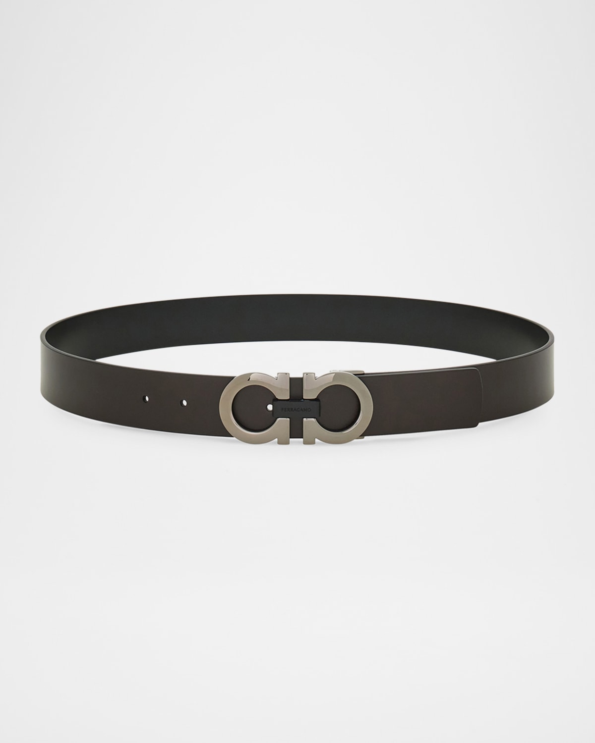 Ferragamo Men's Gancini Reversible Leather Belt In Brown