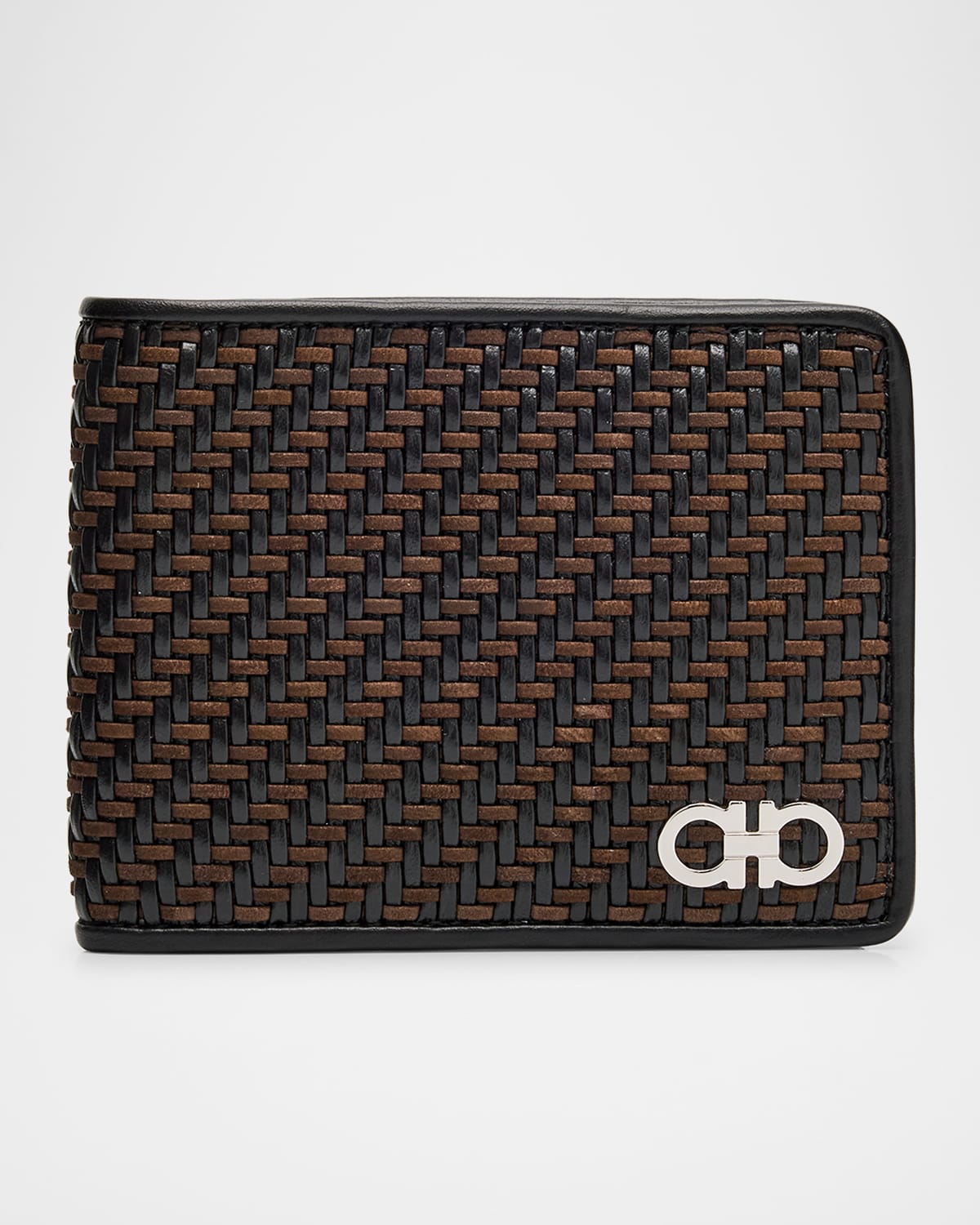 Ferragamo Gancio Woven Cardholder In Black