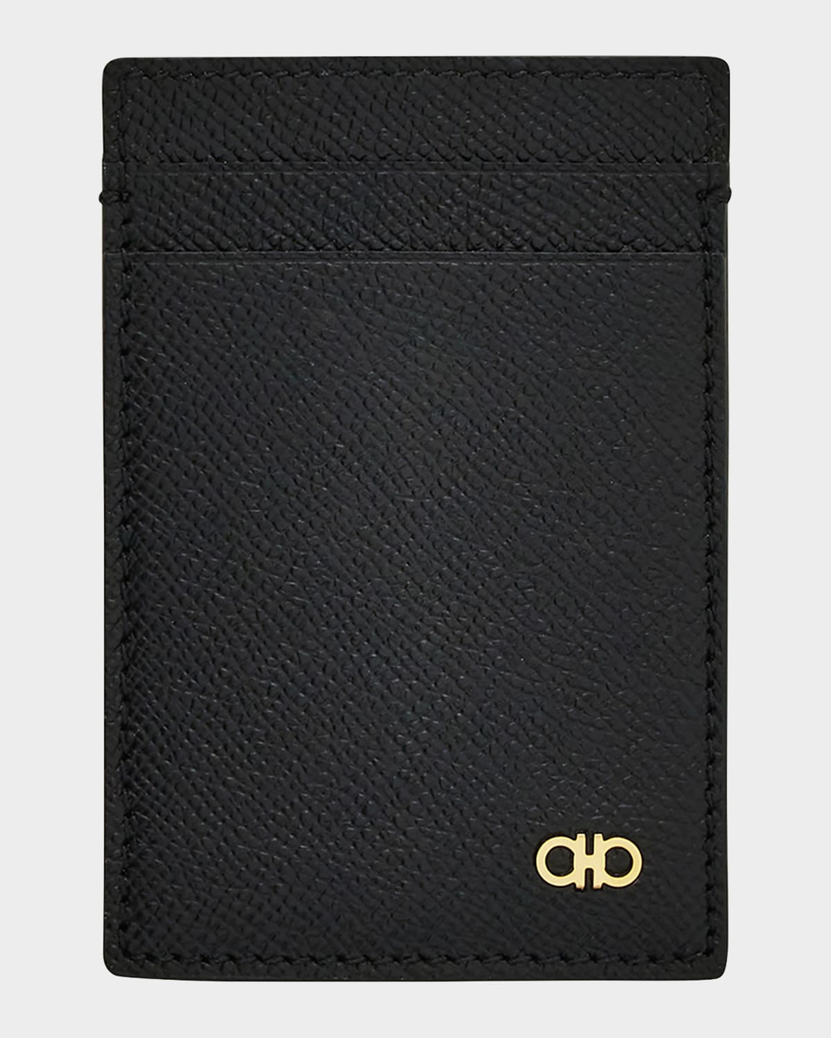 Ferragamo Men's Micro Gancio Money Clip Card Holder In Black