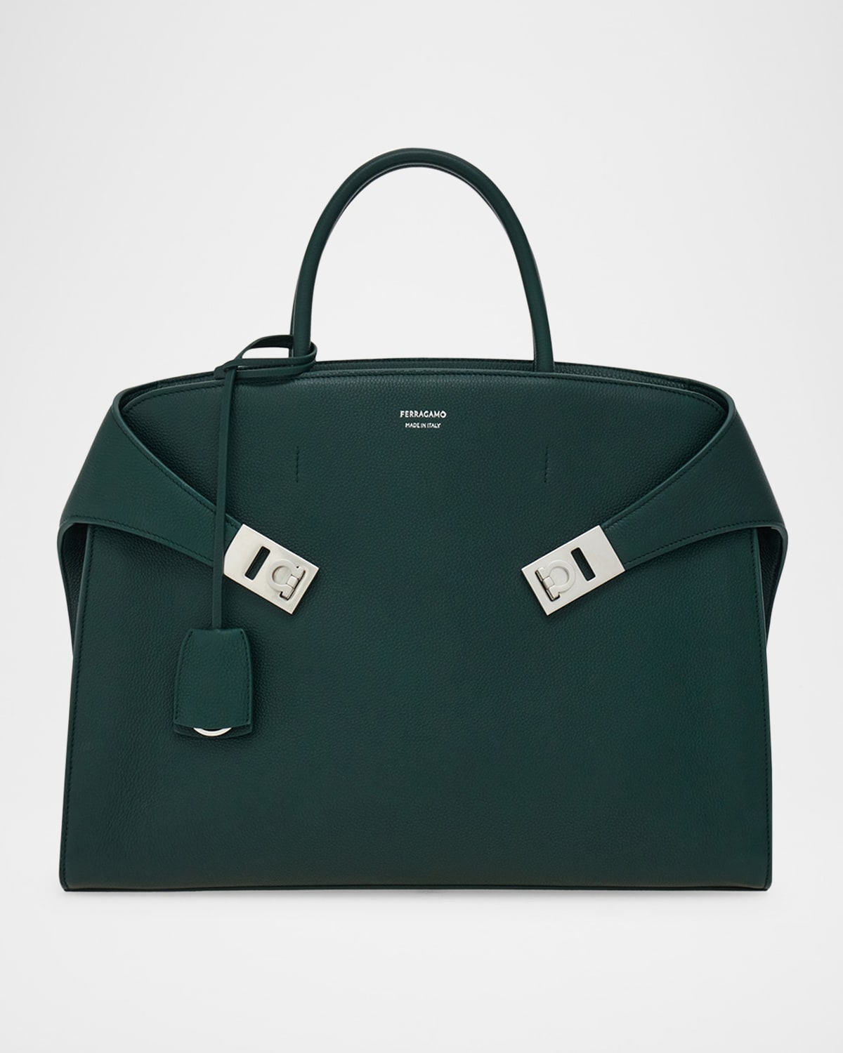 Ferragamo Men's Hug Leather Briefcase In Green