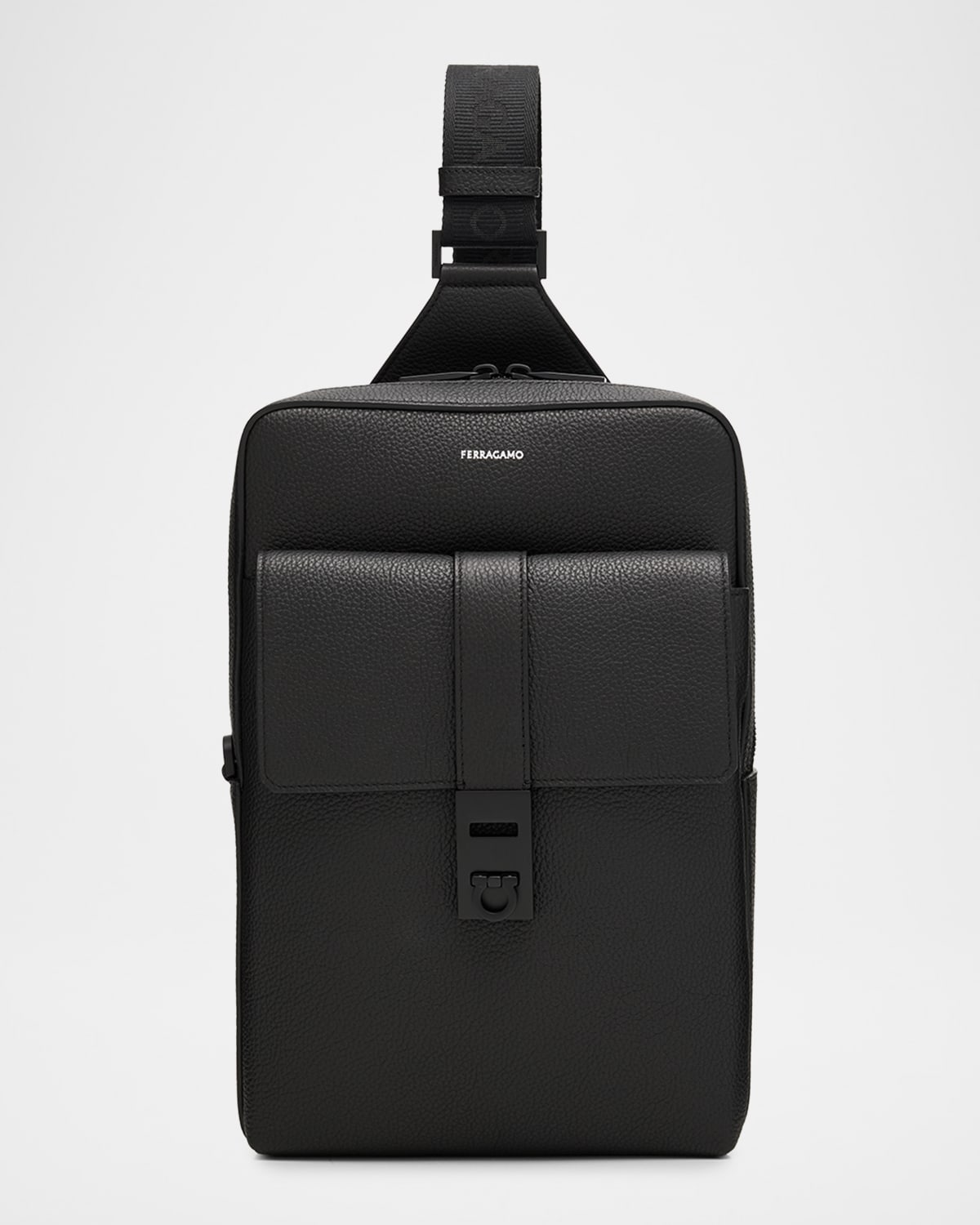 Ferragamo Men's Hug-Buckle Leather Sling Crossbody Bag