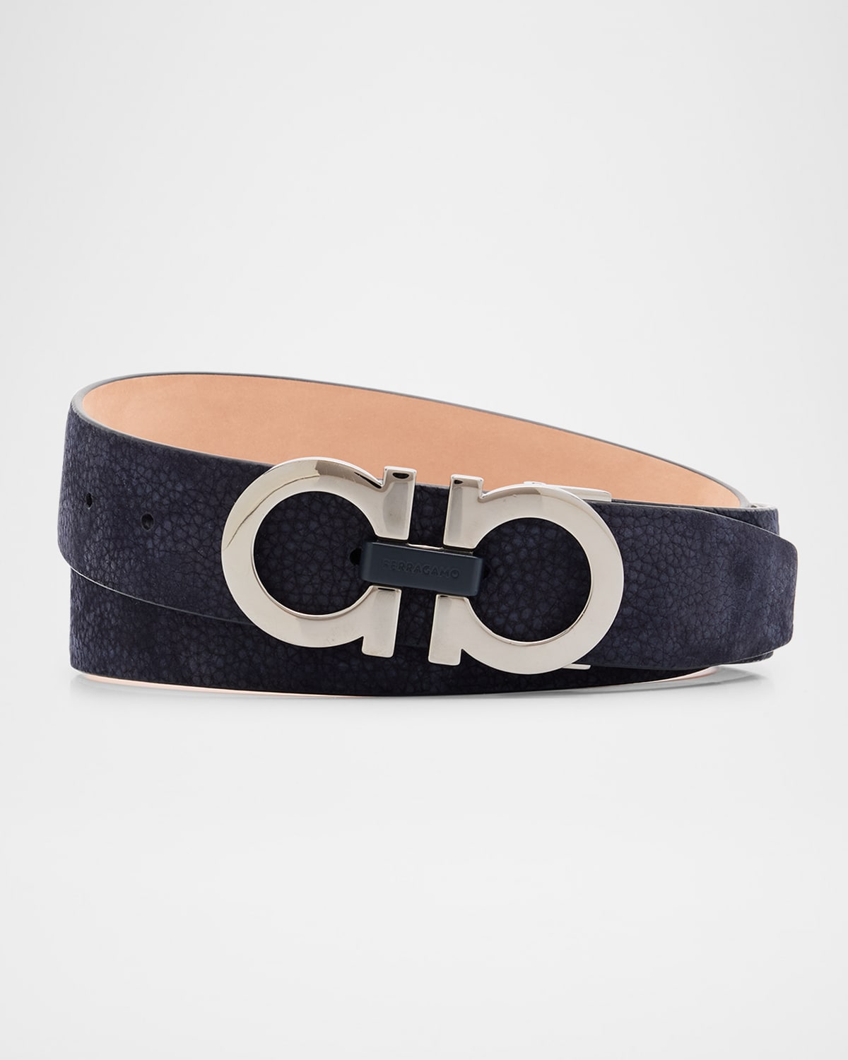 Ferragamo Men 's Gancini Adjustable Suede Belt