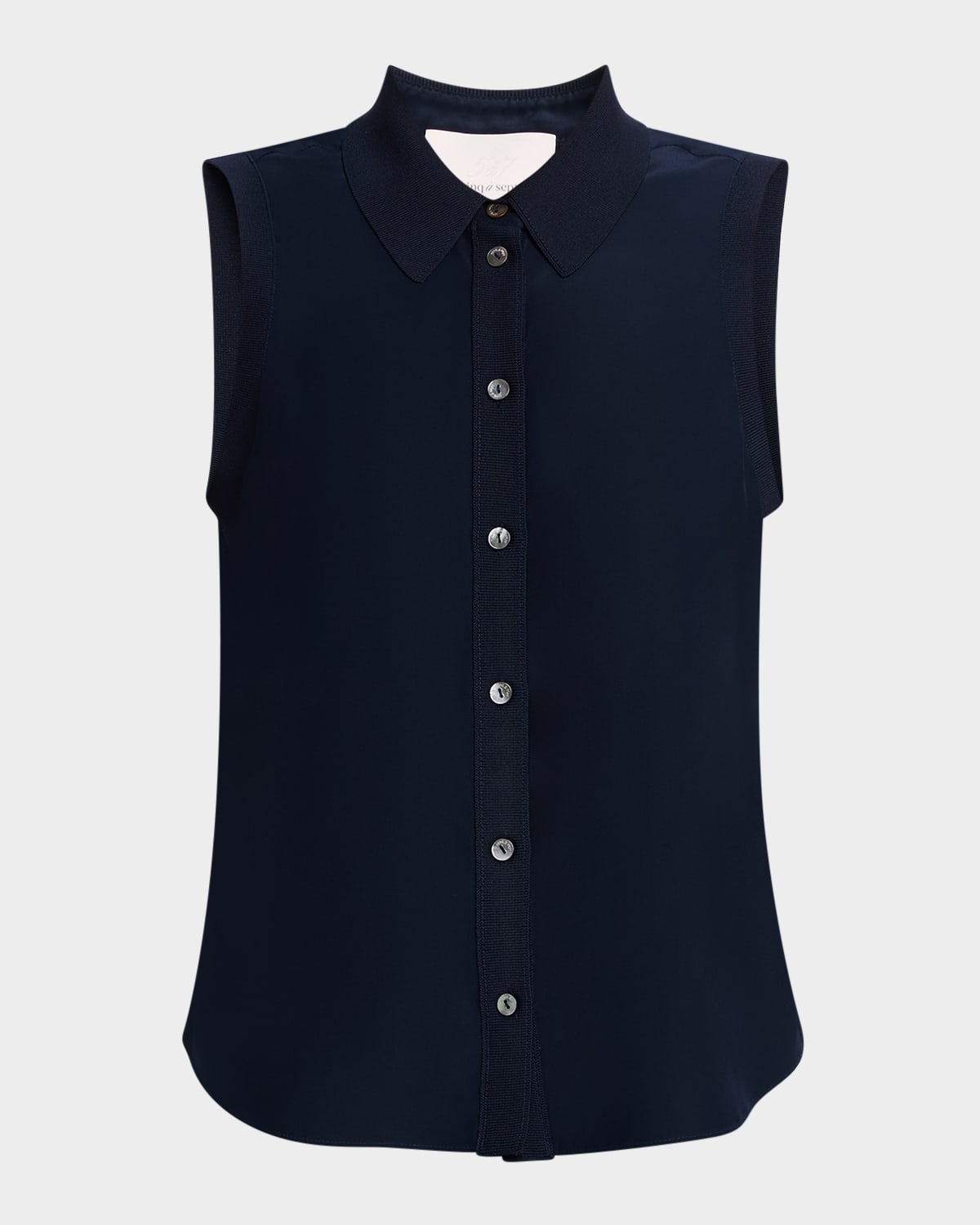 Giselle Sleeveless Button-Down Silk Blouse