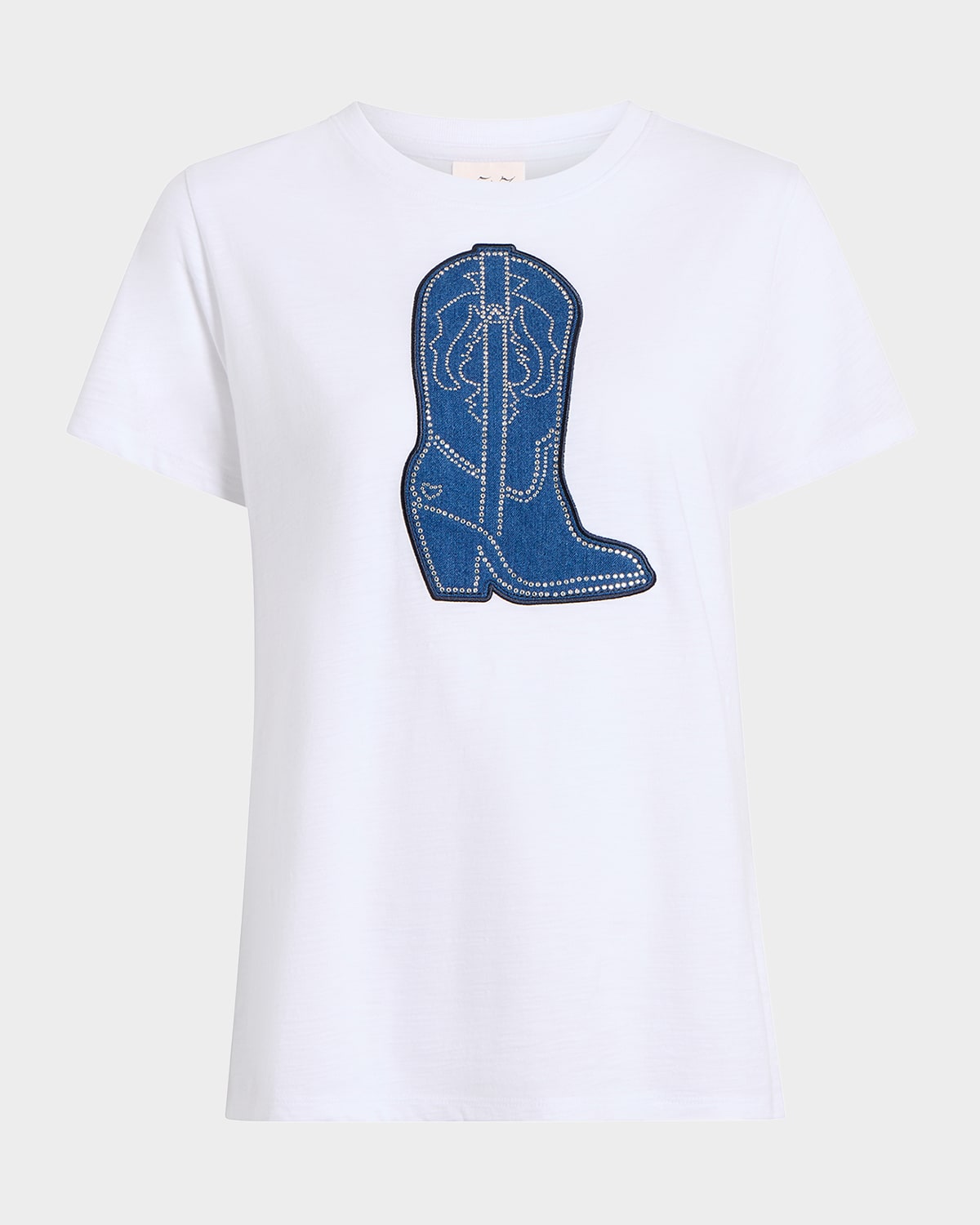 Crewneck Studded Denim Boot Tee