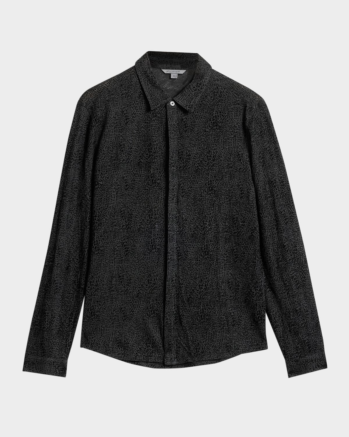 Men's Sport Shirt with Scattered Flocking