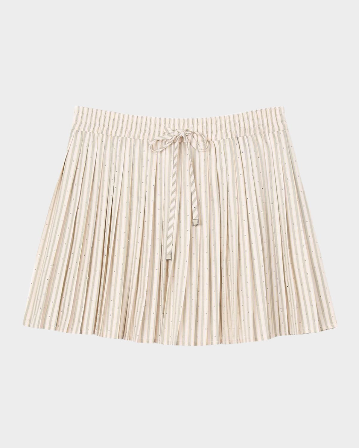 Shop Sandro Stellie Embellished Striped Mini Skirt In Khaki / Pink