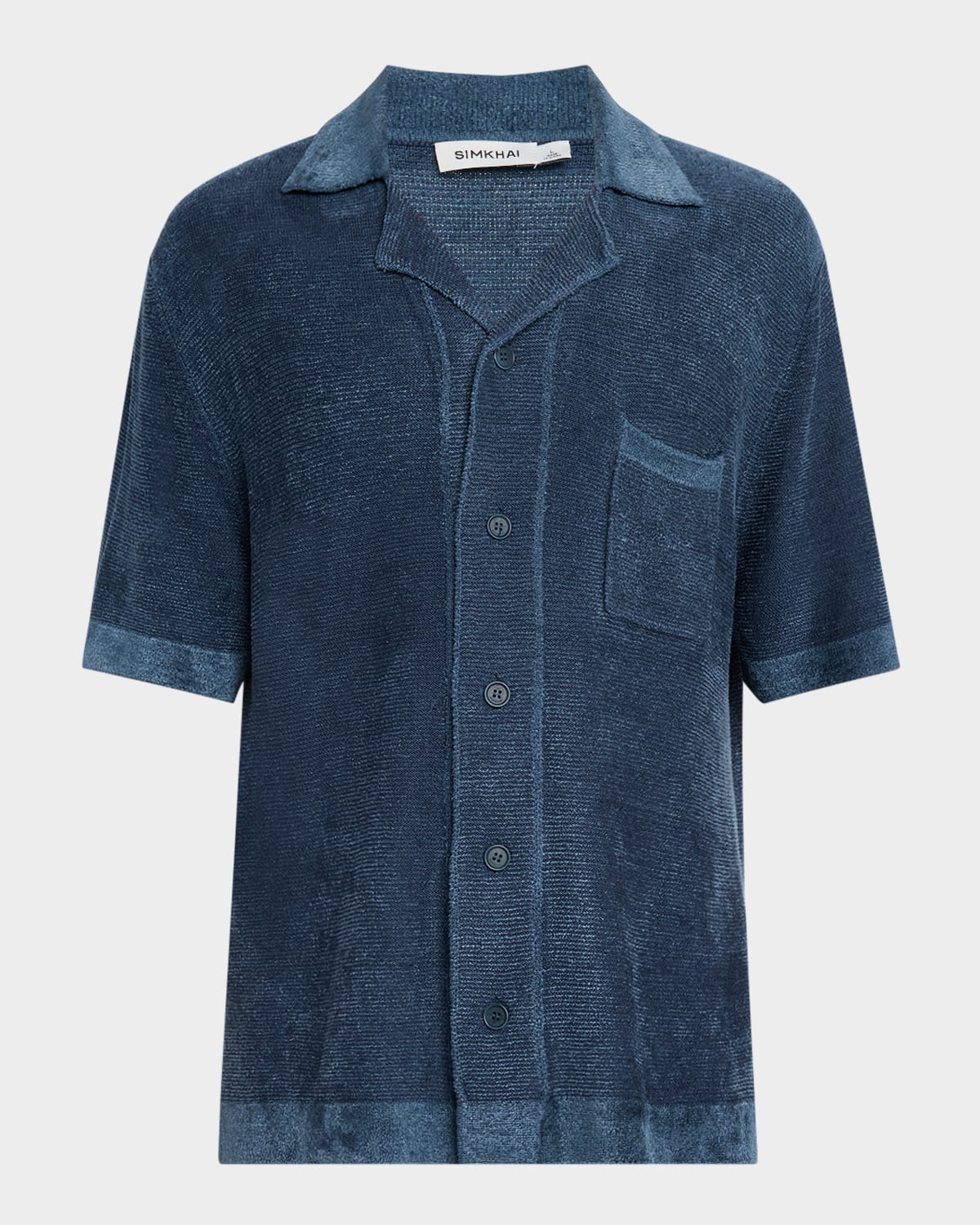Simkhai Men's Ozzie Terry Knit Camp Shirt In Steel