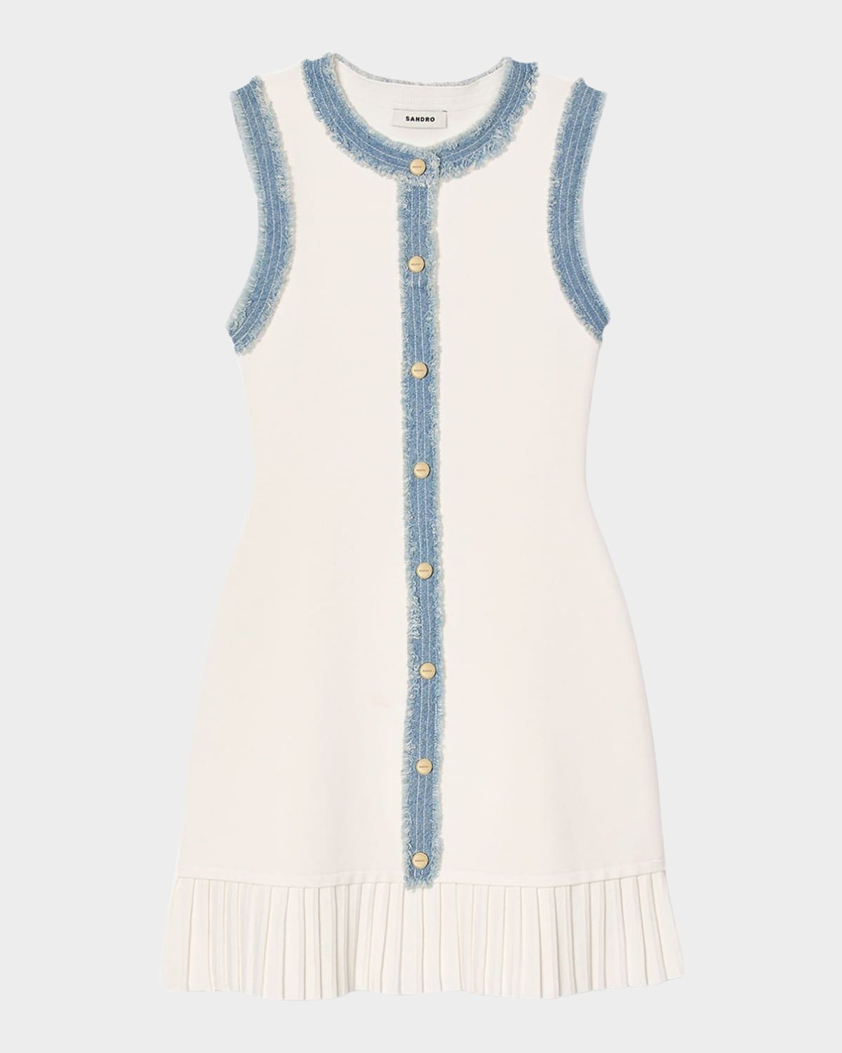 Acapulco Knit Denim-Trim Mini Dress