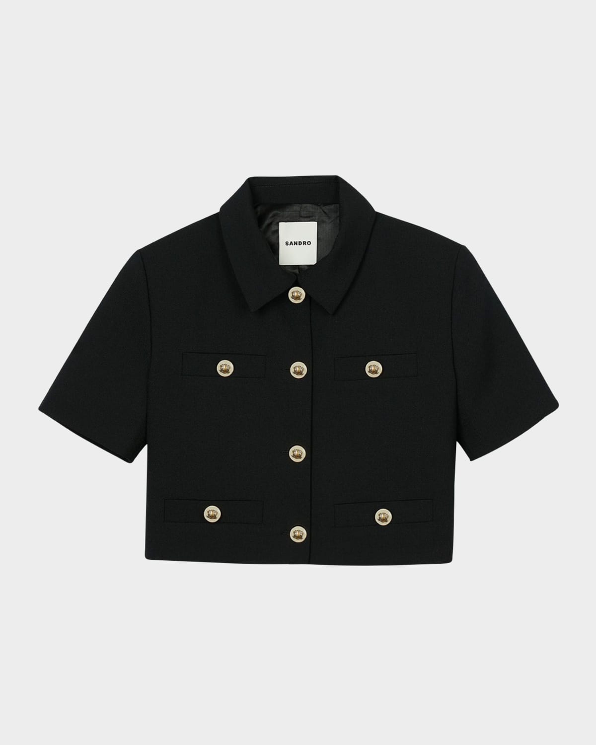 SANDRO VALERIA WOOL-BLEND CROPPED JACKET 