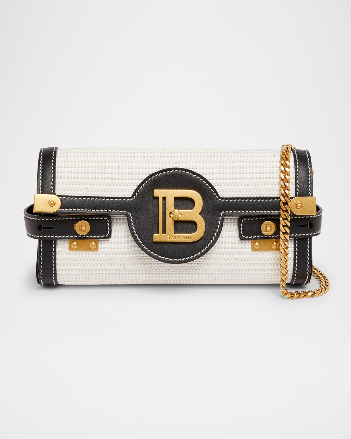 Balmain B-buzz 23 Clutch Bag In Naturel/noir