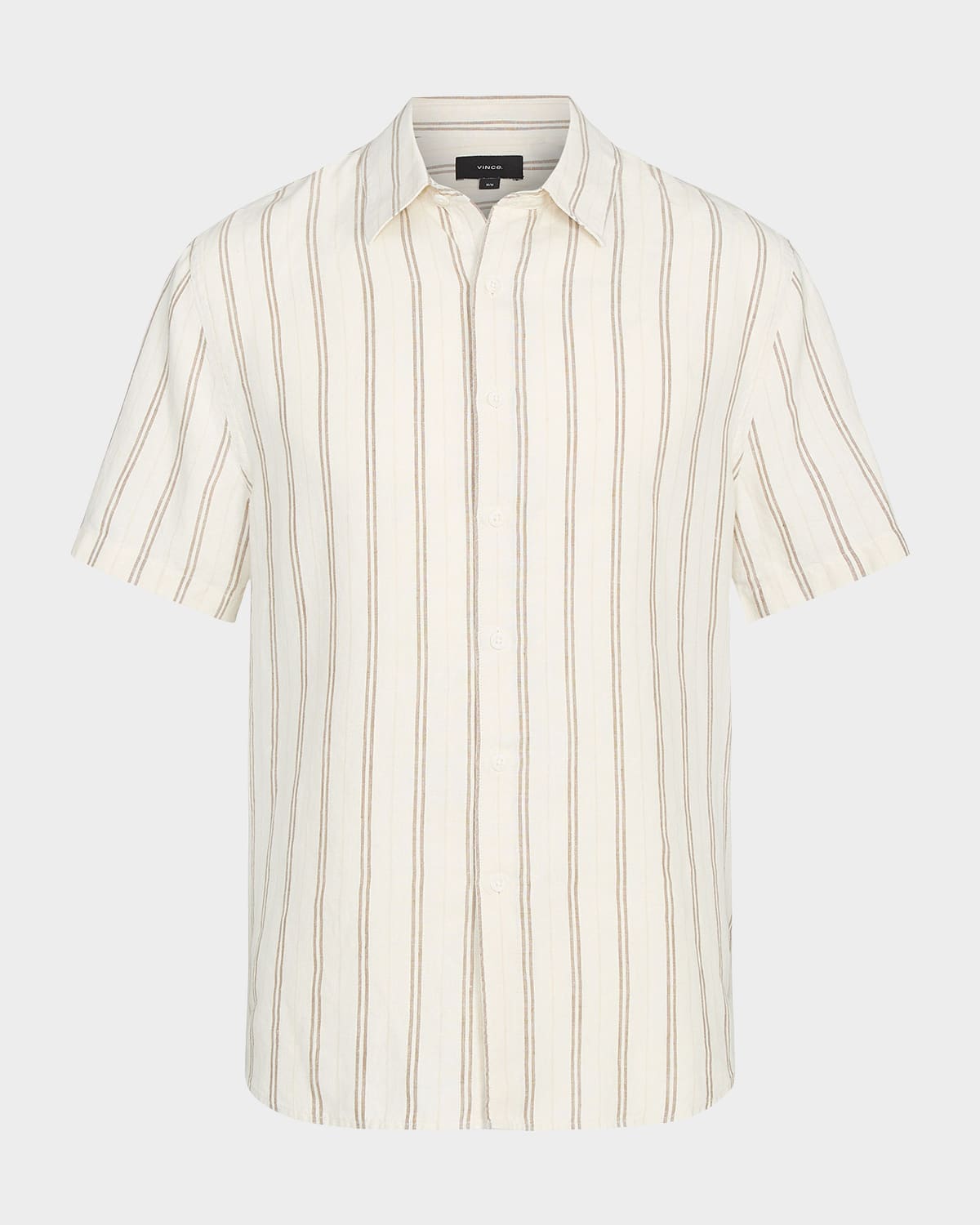 Vince Stripe Classic Fit Short Sleeve Button-up Shirt In Blanco