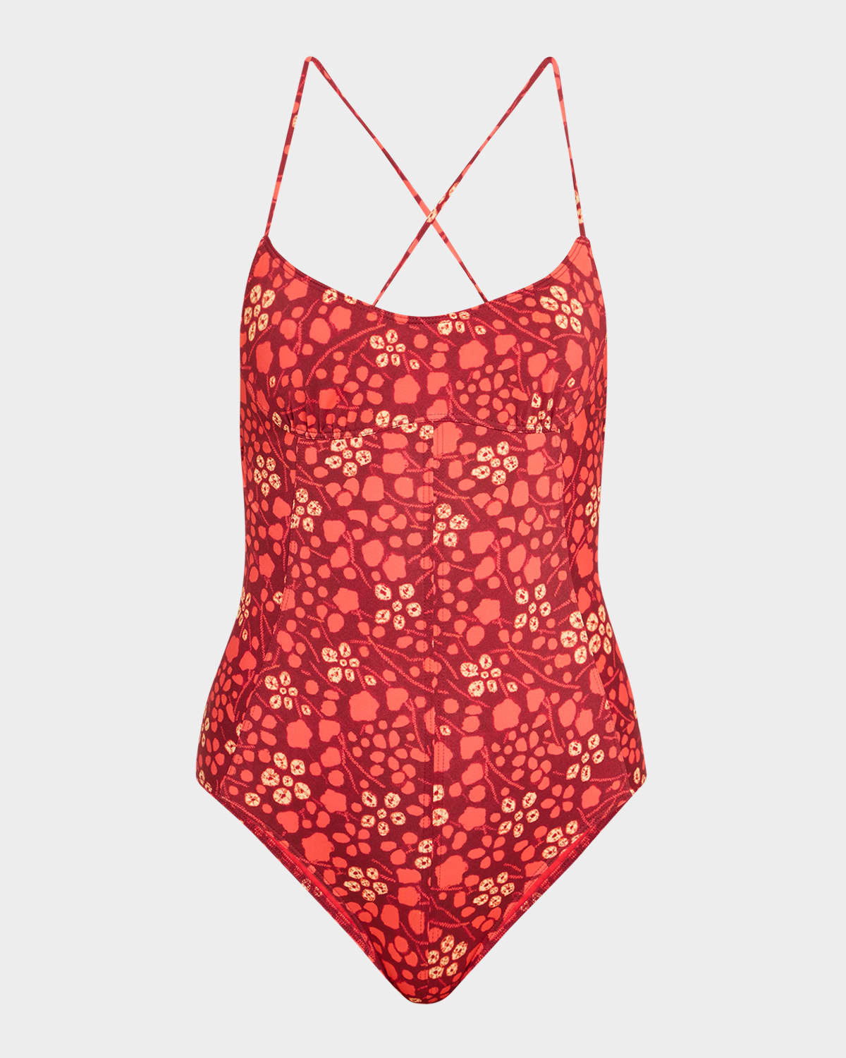 Shop Ulla Johnson Positano One-piece Swimsuit In Coral
