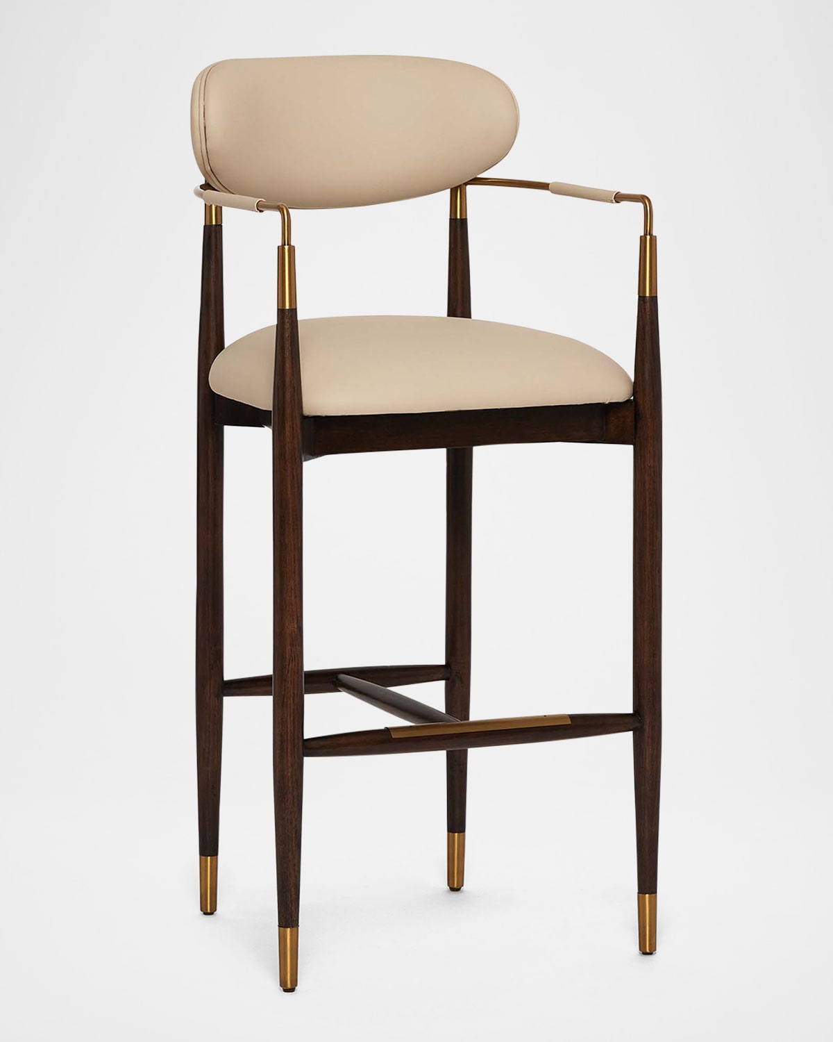 Interlude Home Cidra Vegan Leather 30" Bar Stool In Walnut, Cream Latte