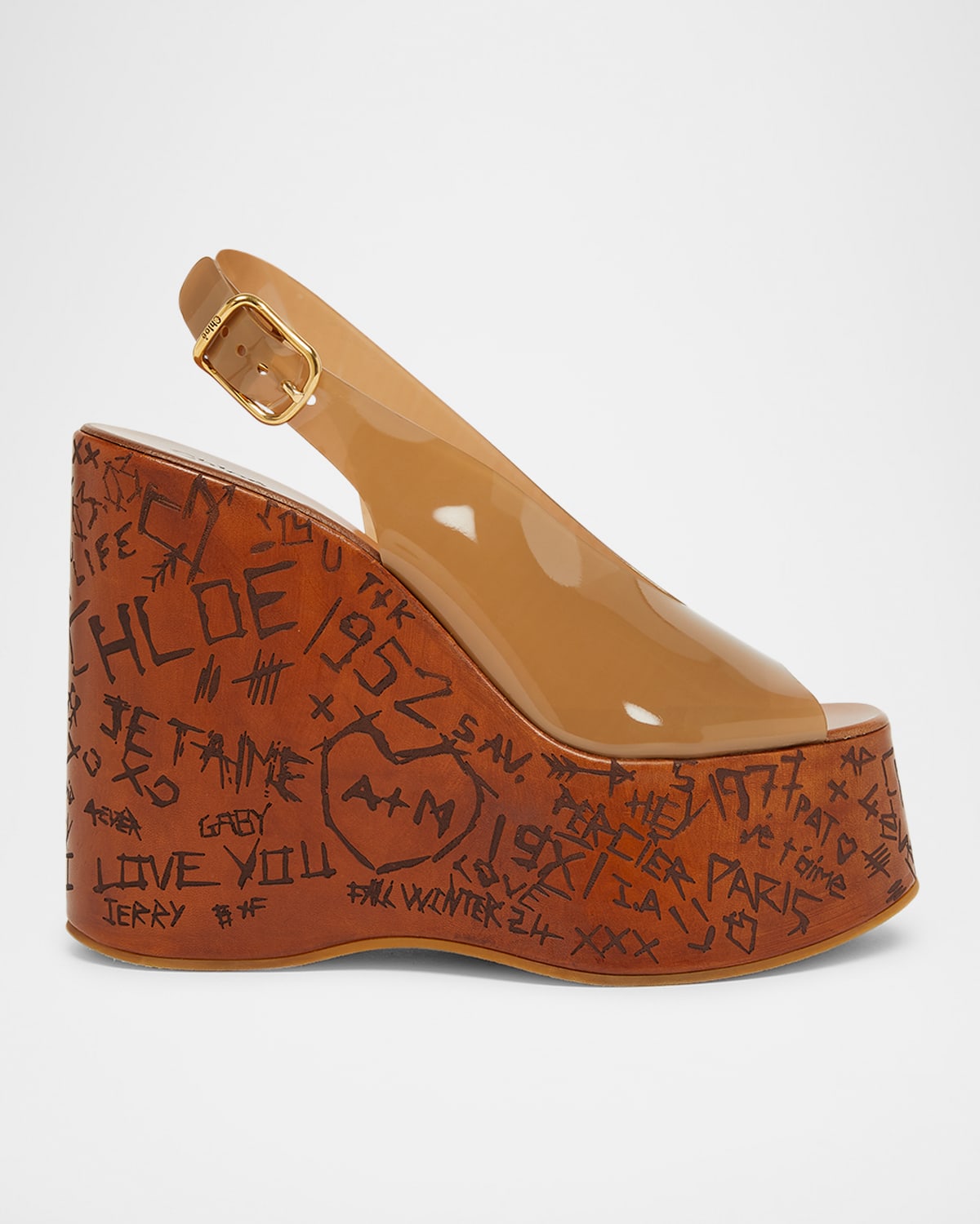 Shop Chloé Maxime Jelly Slingback Platform Sandals In Sunny Brown