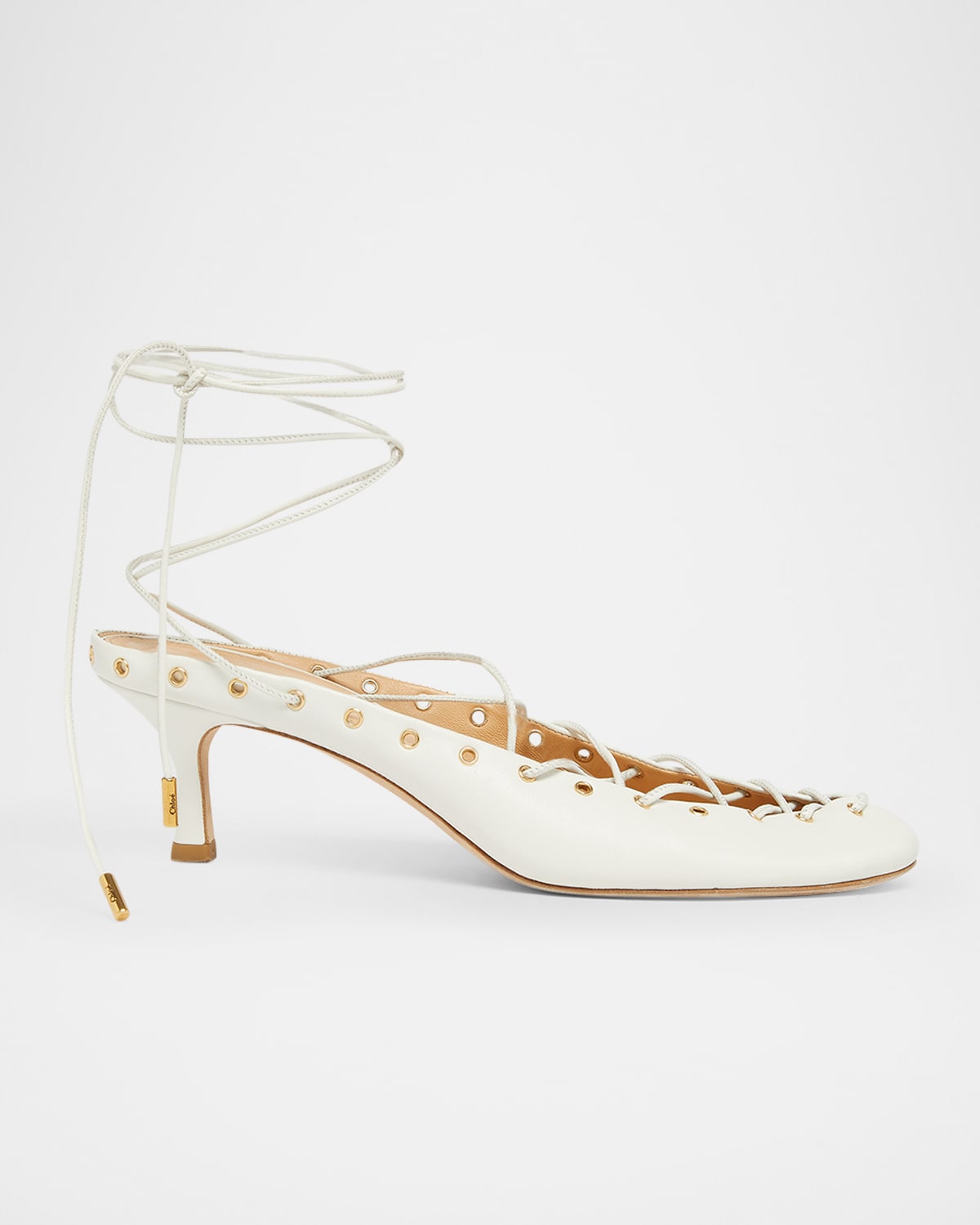 Chloé Chloe Ghilies Tie-up Leather Sandals In White