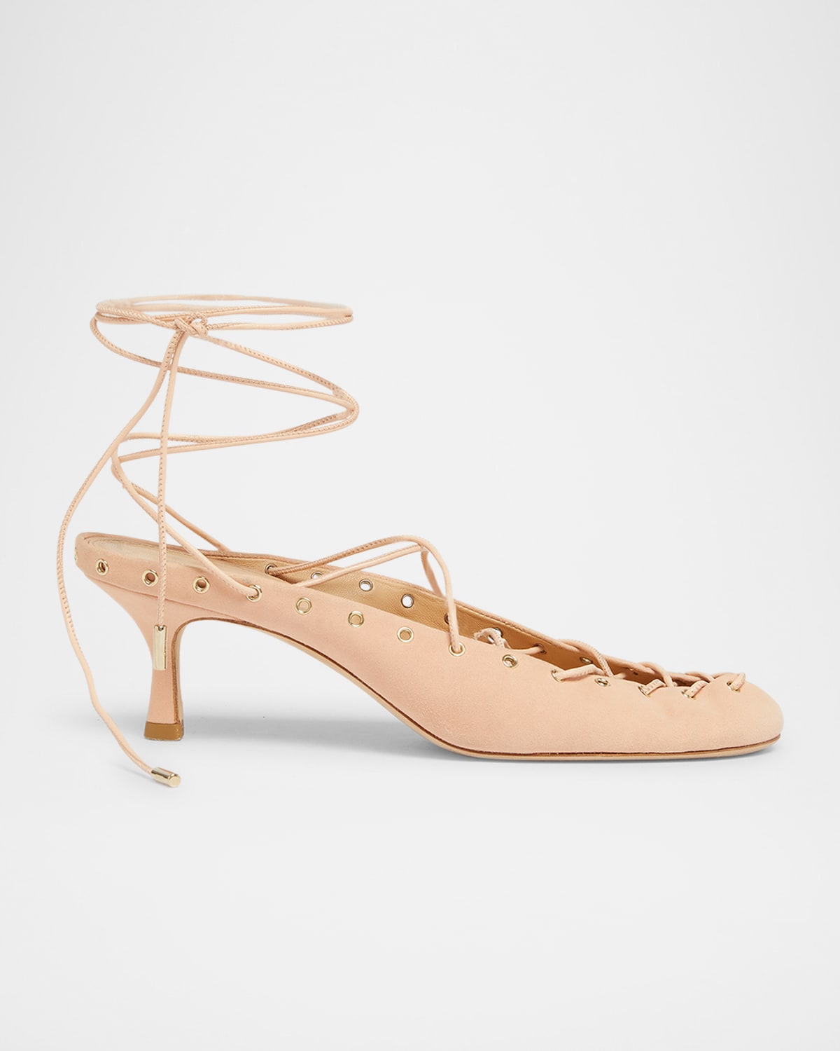 Chloé Ghiles Suede Ankle-wrap Pumps In Peachy Pink