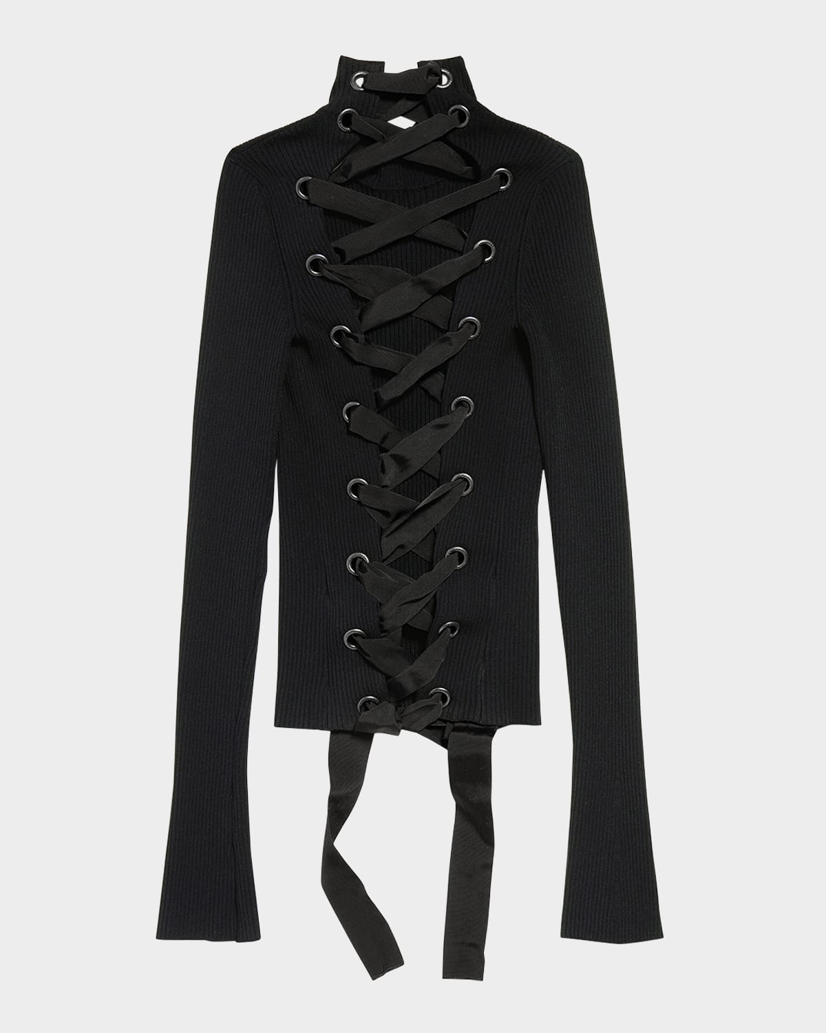 Laced Turtleneck Rib Sweater