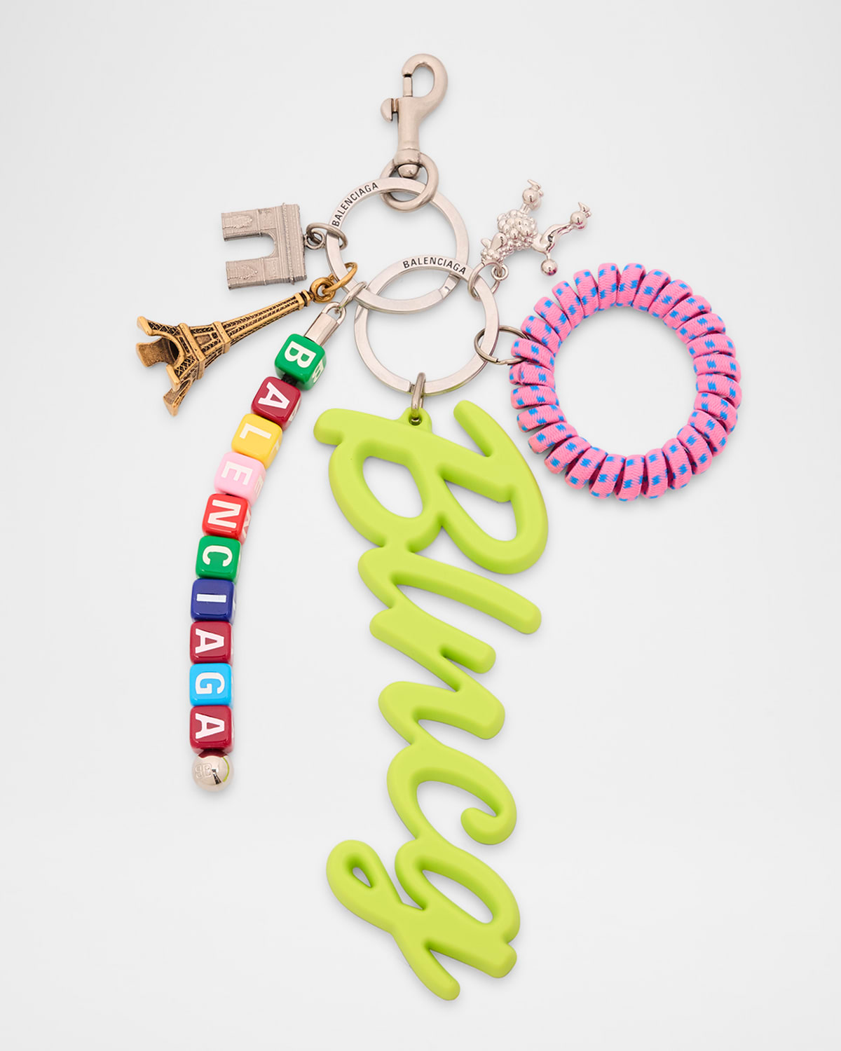 Balenciaga Logo Keychain With Charms In Multi