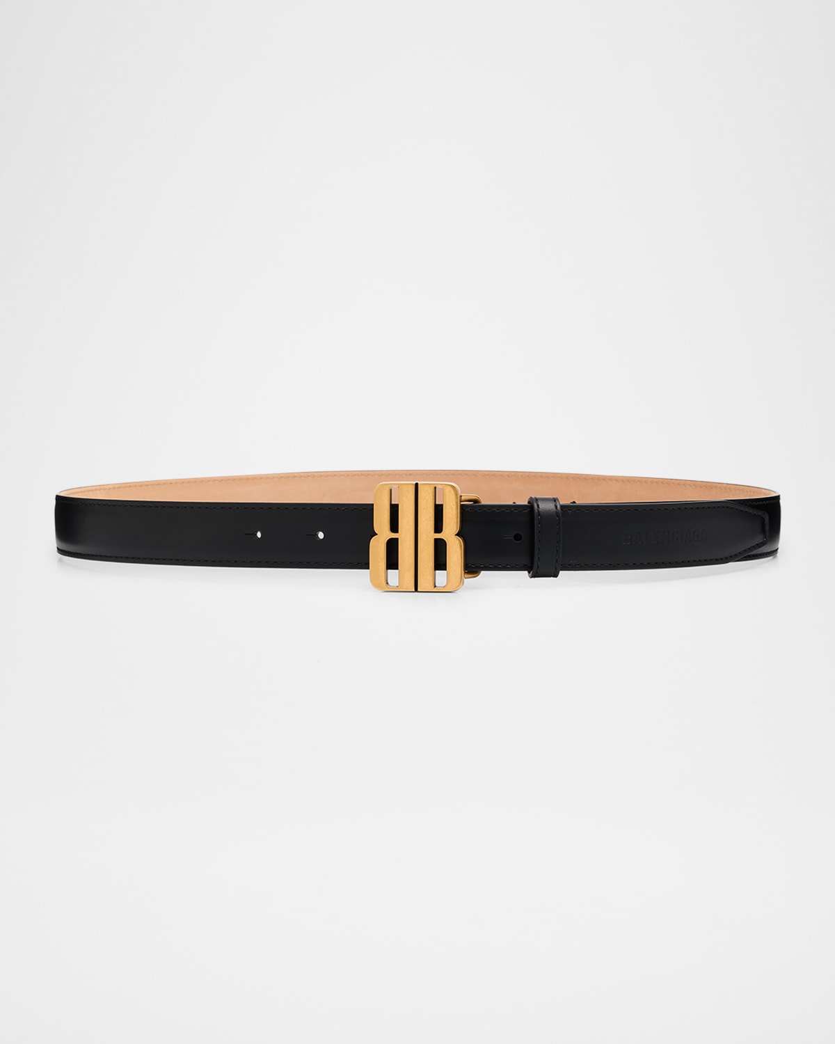 Balenciaga Nano Bb Skinny Leather Belt In Black