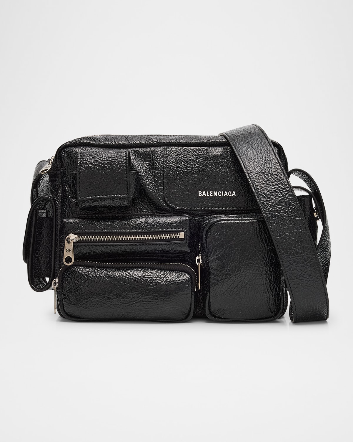 Balenciaga Superbusy Leather Messenger Bag In Black