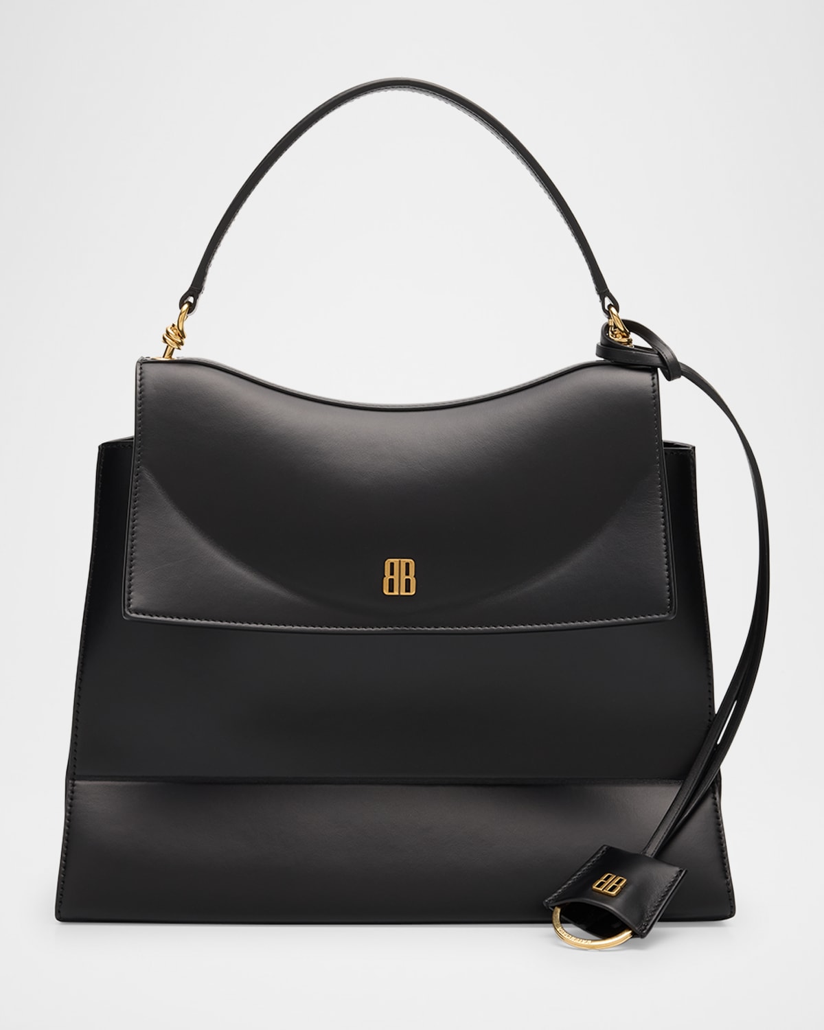 Balenciaga Nano Flap Leather Top-handle Bag In Black
