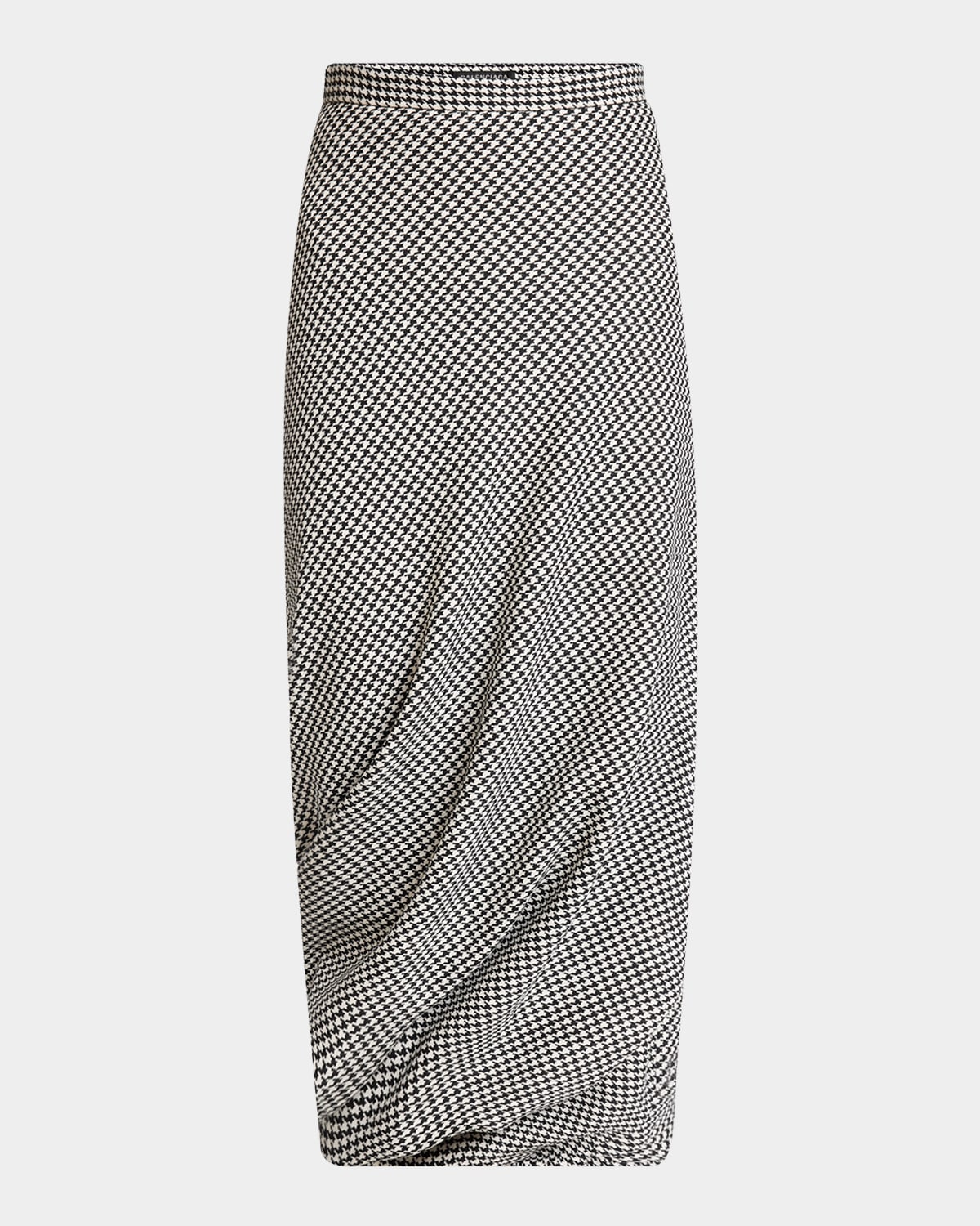 Balenciaga Twisted Houndstooth Tailored Midi Skirt In 1070 Black/white