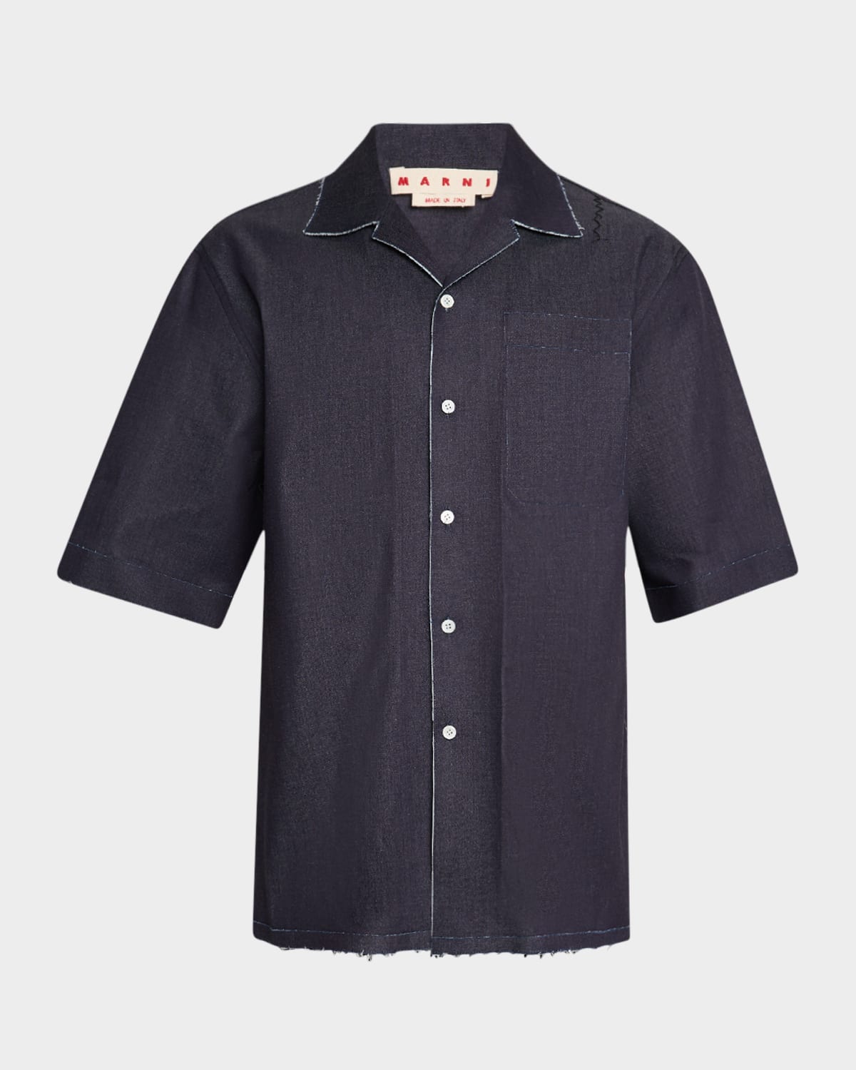 Marni Denim Bowling Shirt In Blue