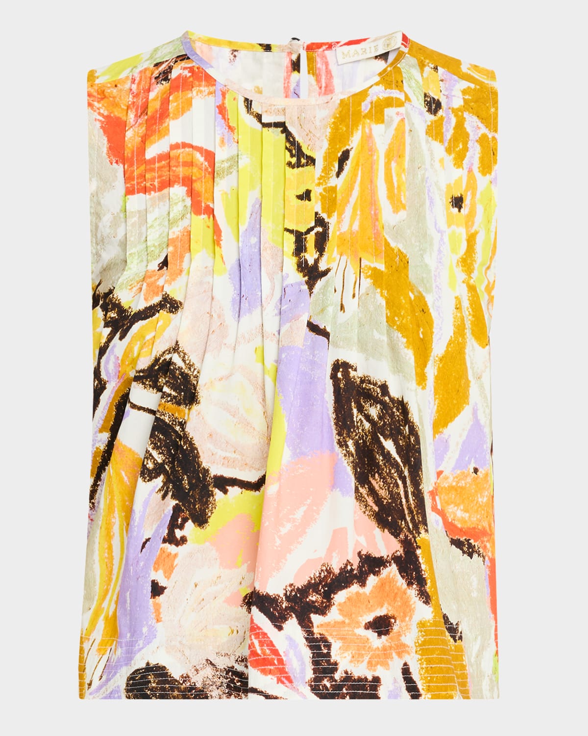 MARIE OLIVER LETTA ABSTRACT-PRINT PINTUCK TOP 