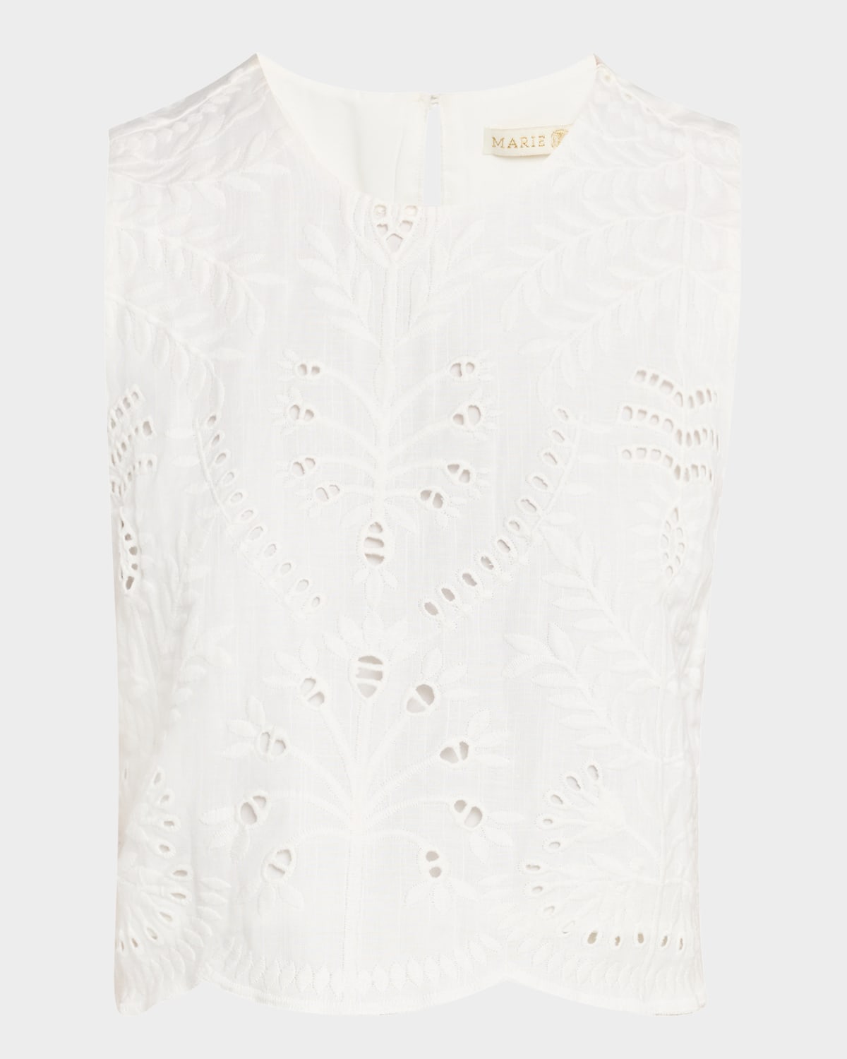 Shop Marie Oliver Davis Eyelet Embroidered Crop Shell In Oyster