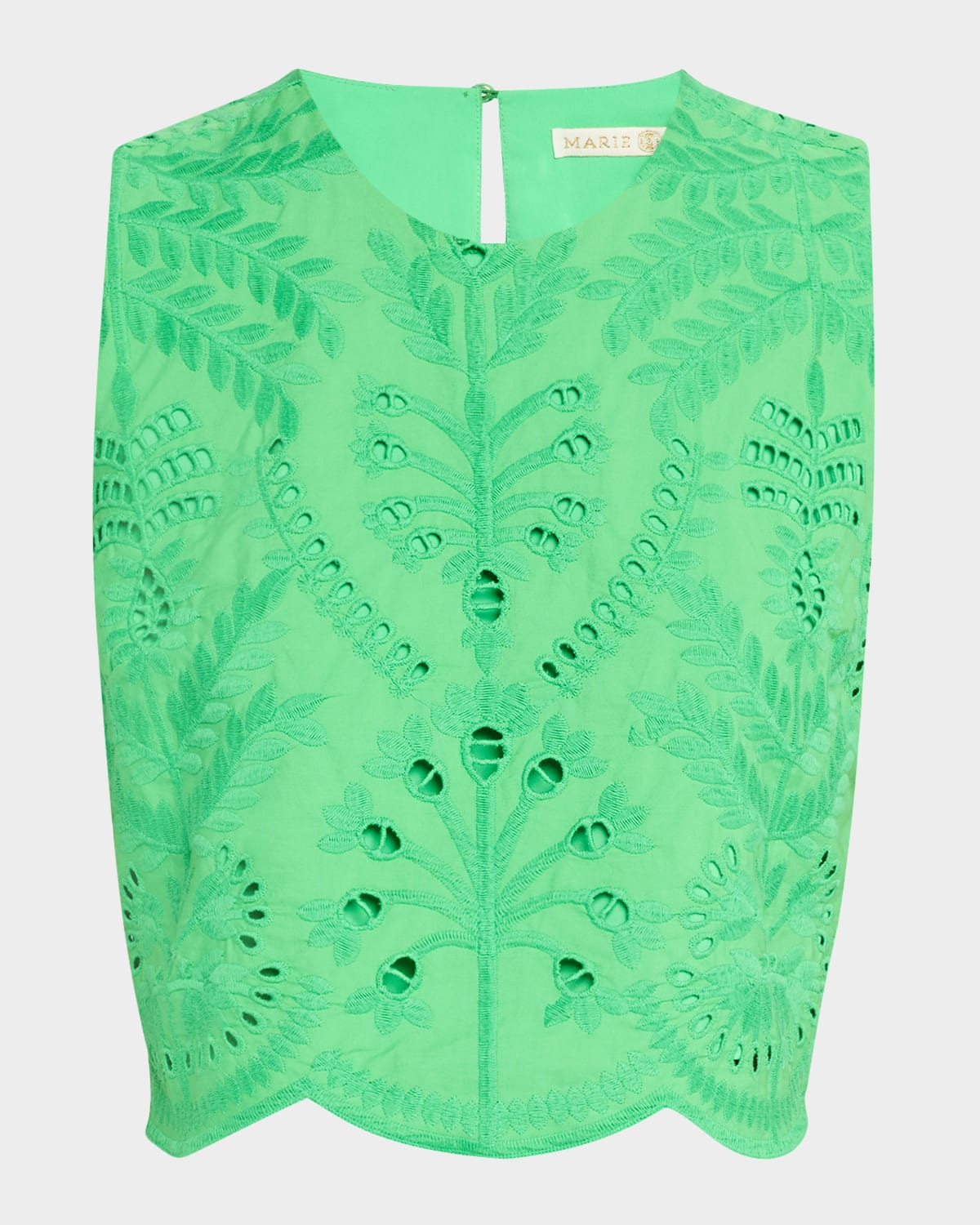 MARIE OLIVER DAVIS EYELET EMBROIDERED CROP SHELL 