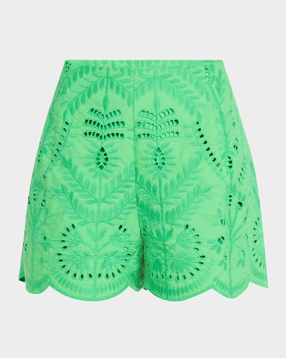 Shop Marie Oliver Fable Eyelet-embroidered Cotton Shorts In Emerald