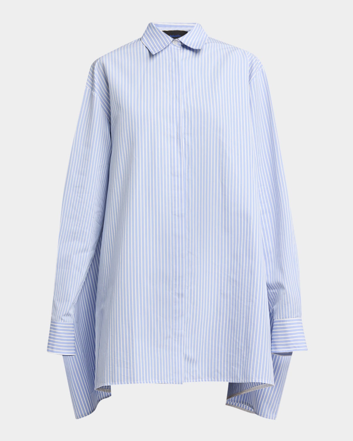 Proenza Schouler Isla Striped Cotton-silk Poplin Cape Mini Shirtdress In Pale Blue Multi