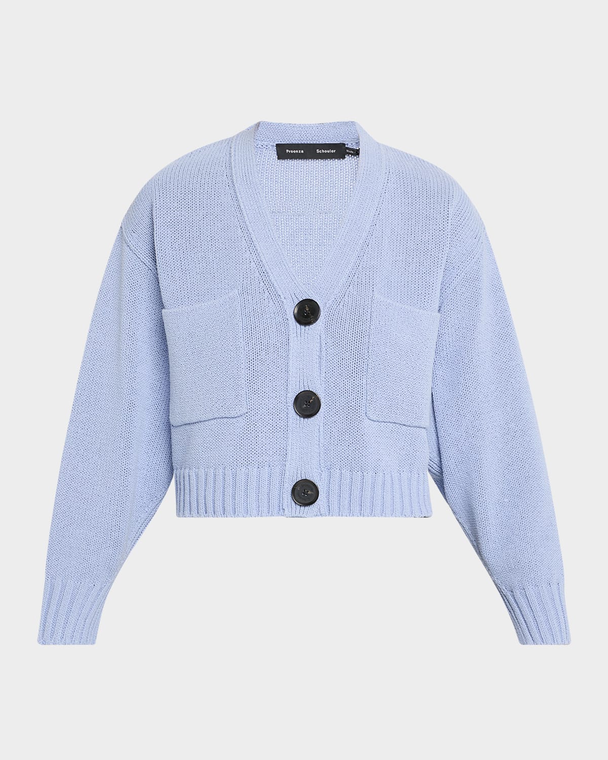 Proenza Schouler Sofia Cropped Cotton Knit Cardigan In Pale Blue