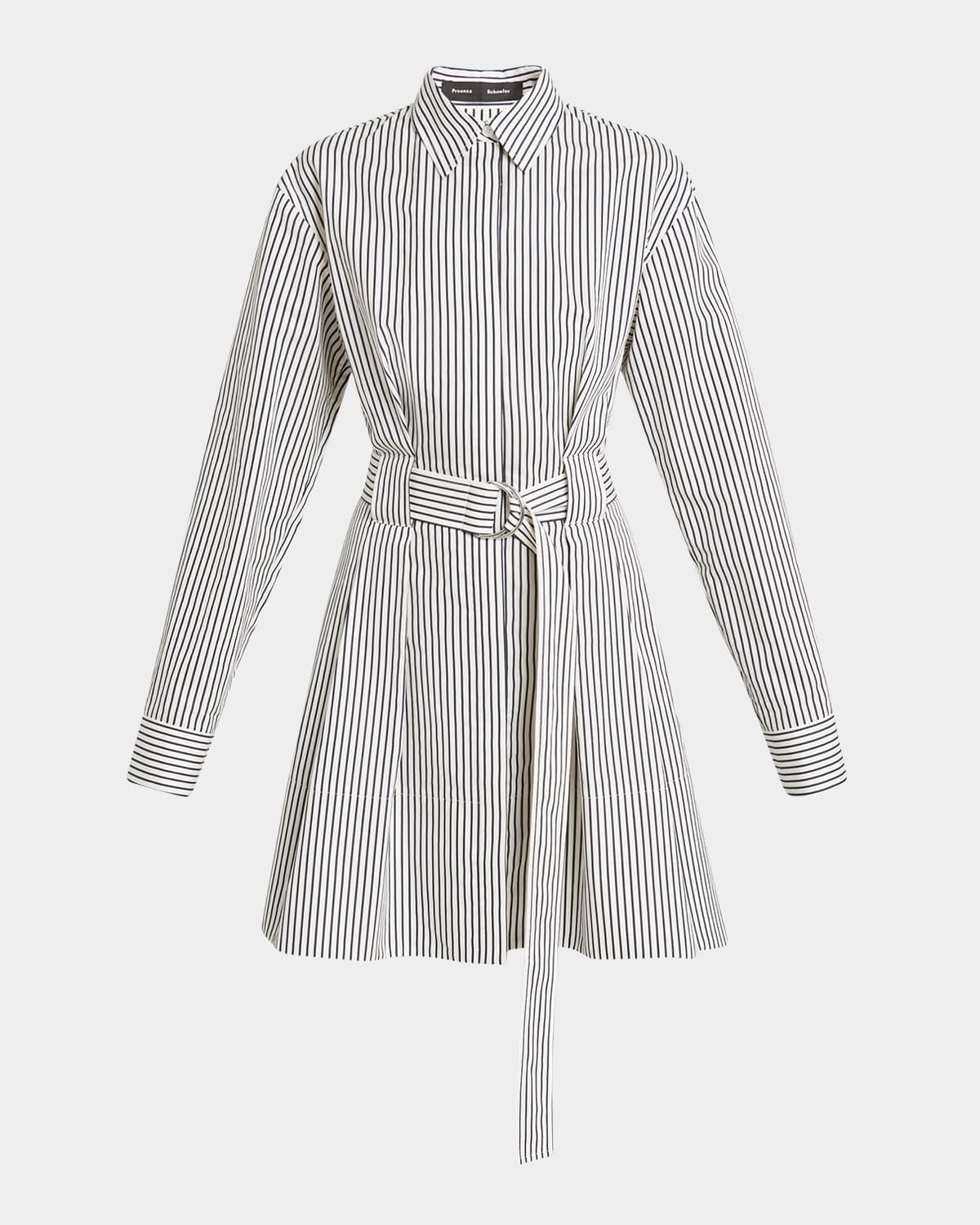 PROENZA SCHOULER VIOLAN STRIPE BELTED POPLIN MINI DRESS 