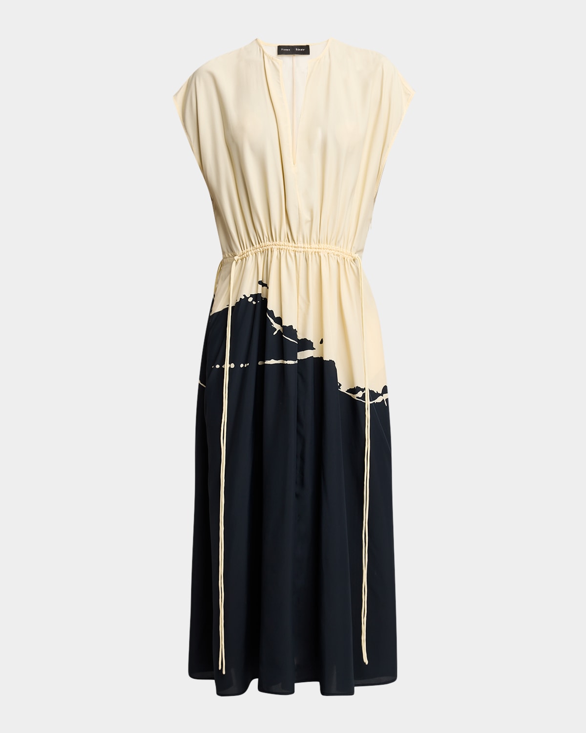Proenza Schouler Ezra Abstract Colorblock Midi Dress In Black Multi