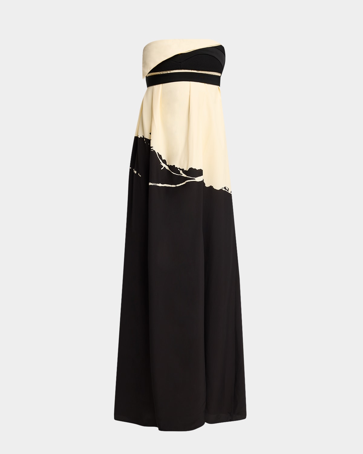 Shop Proenza Schouler Ophelia Printed Strapless Marocaine Dress In Black Multi