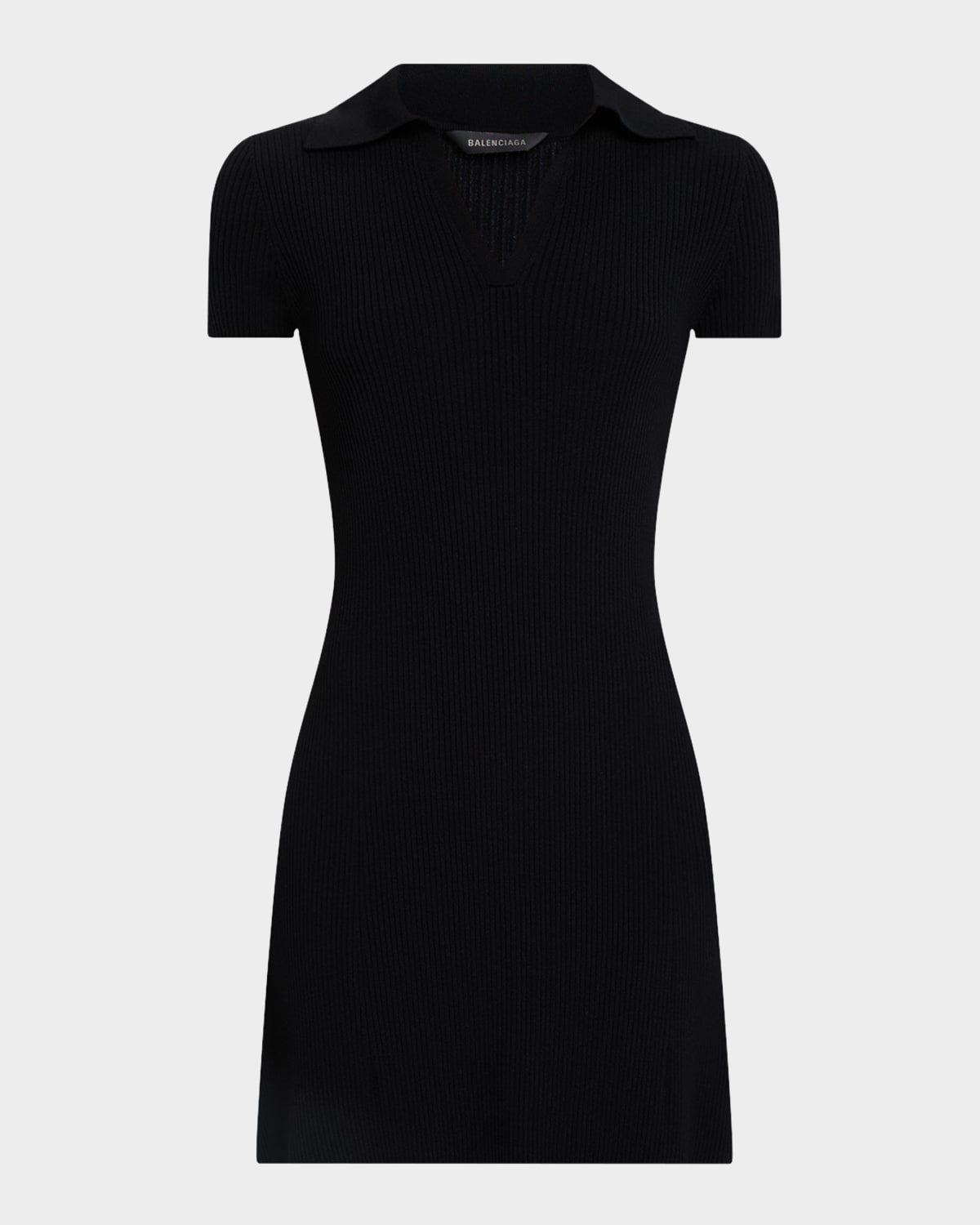 Balenciaga Short-sleeve Rib Mini Polo Dress