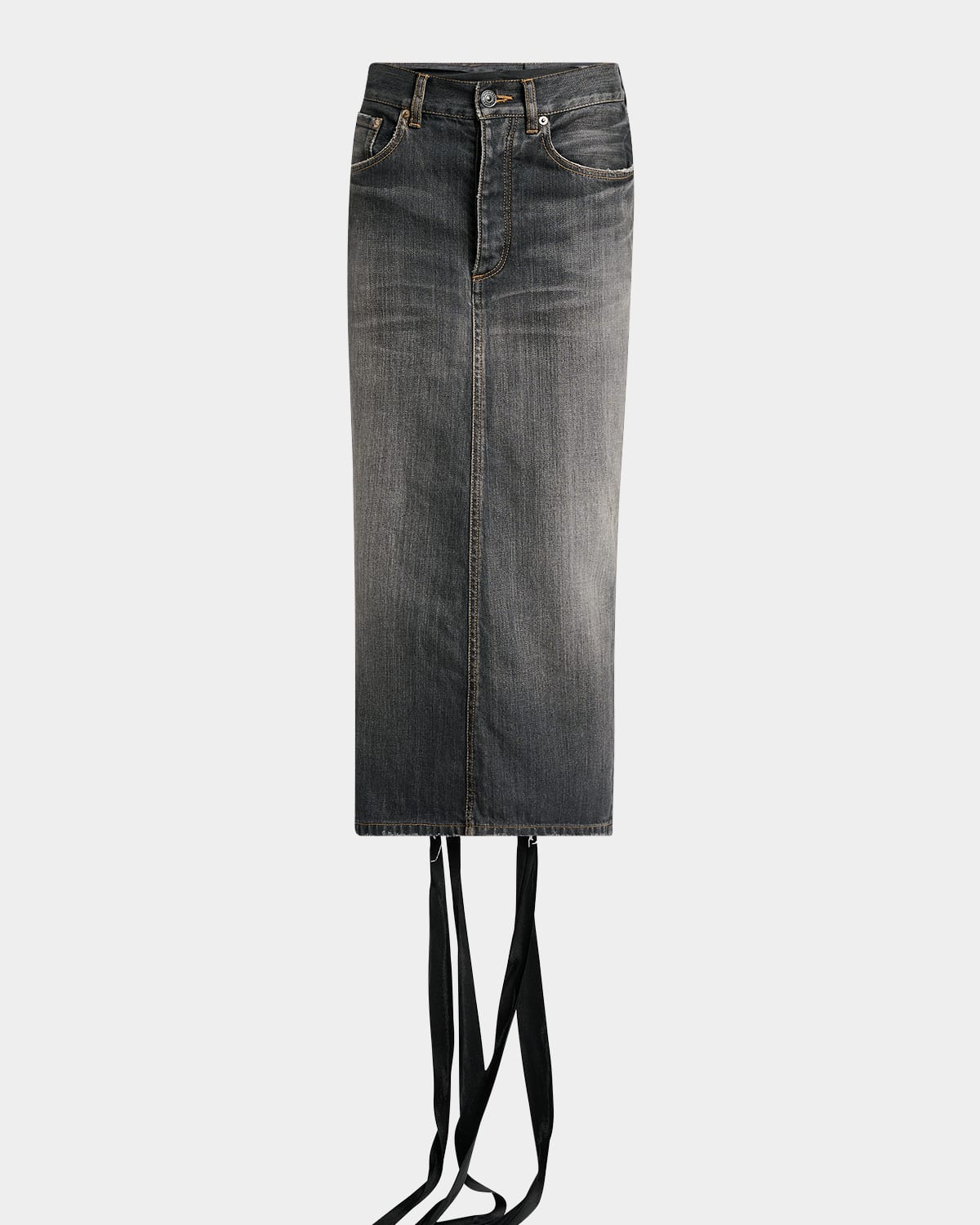 Shop Balenciaga Lace-up Denim Midi Skirt