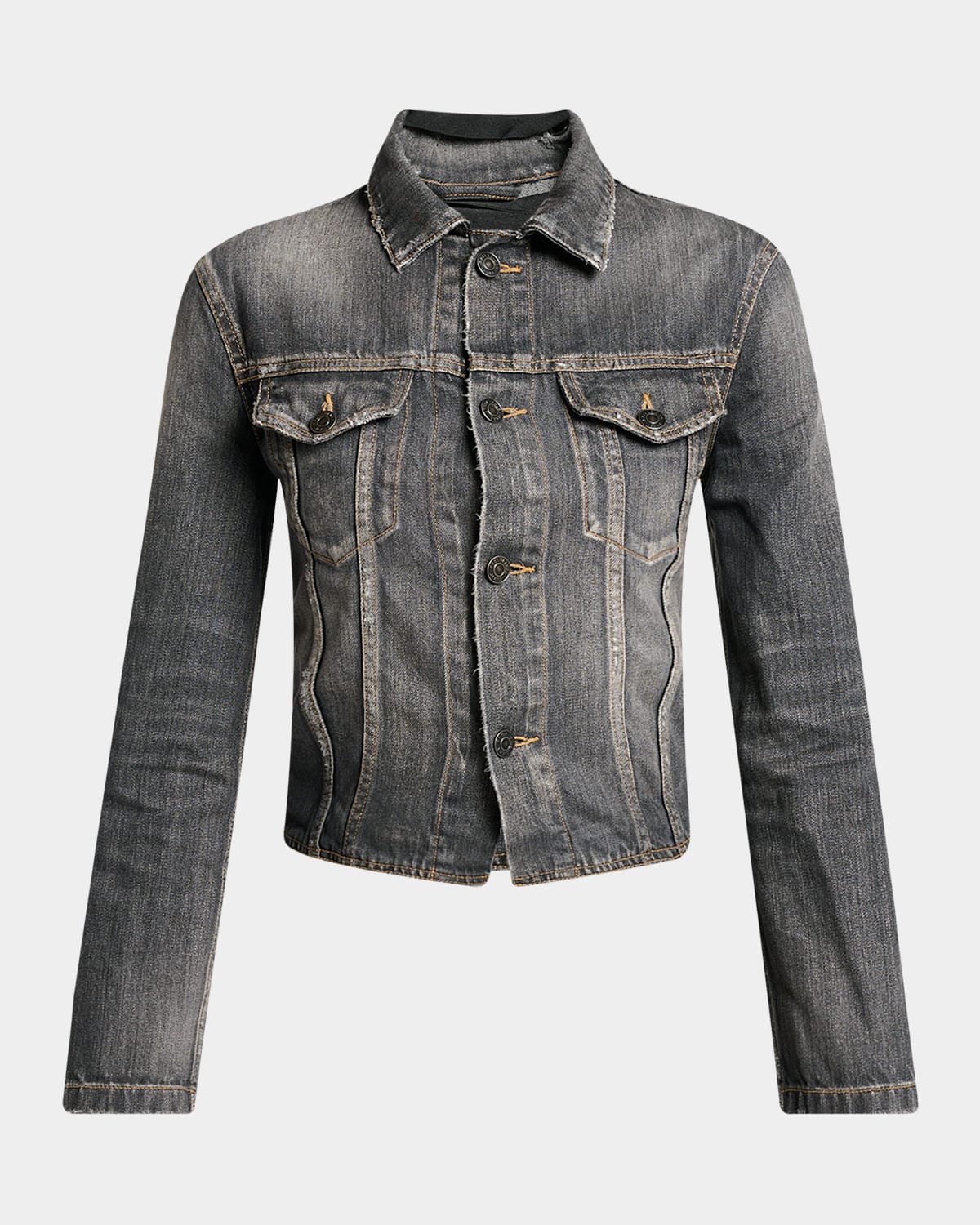 Shop Balenciaga Lace-up Denim Jacket