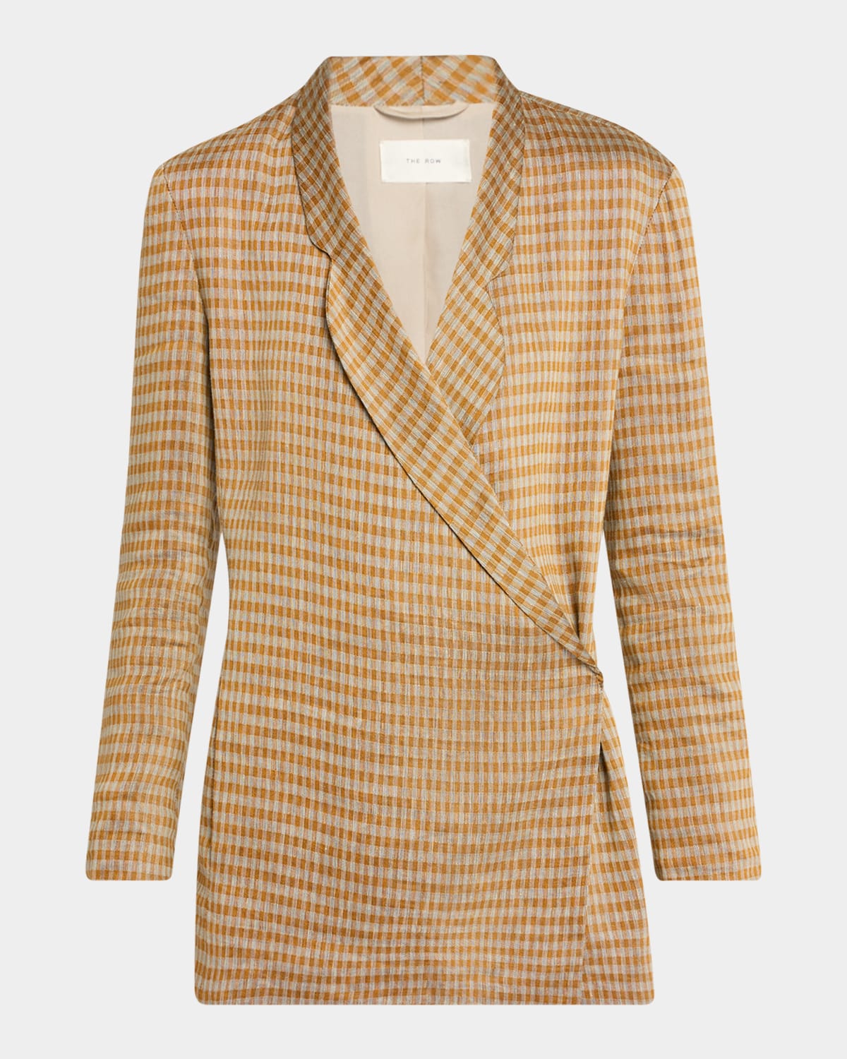 The Row Jeremiah Checked Linen-blend Jacket In Orange Linen  White