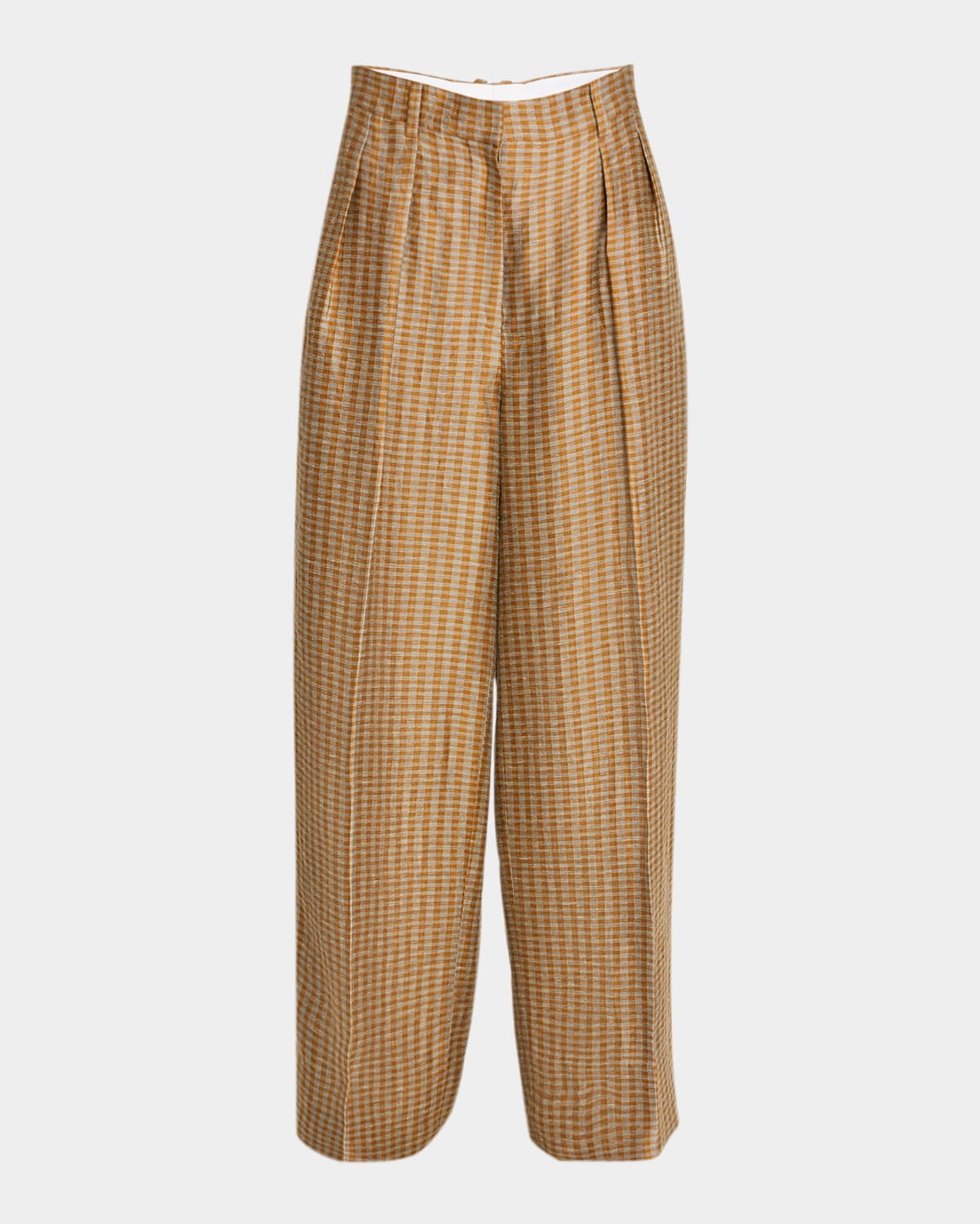 Shop The Row Sherry Printed Wide Leg Linen Pants In Orange Linen  White