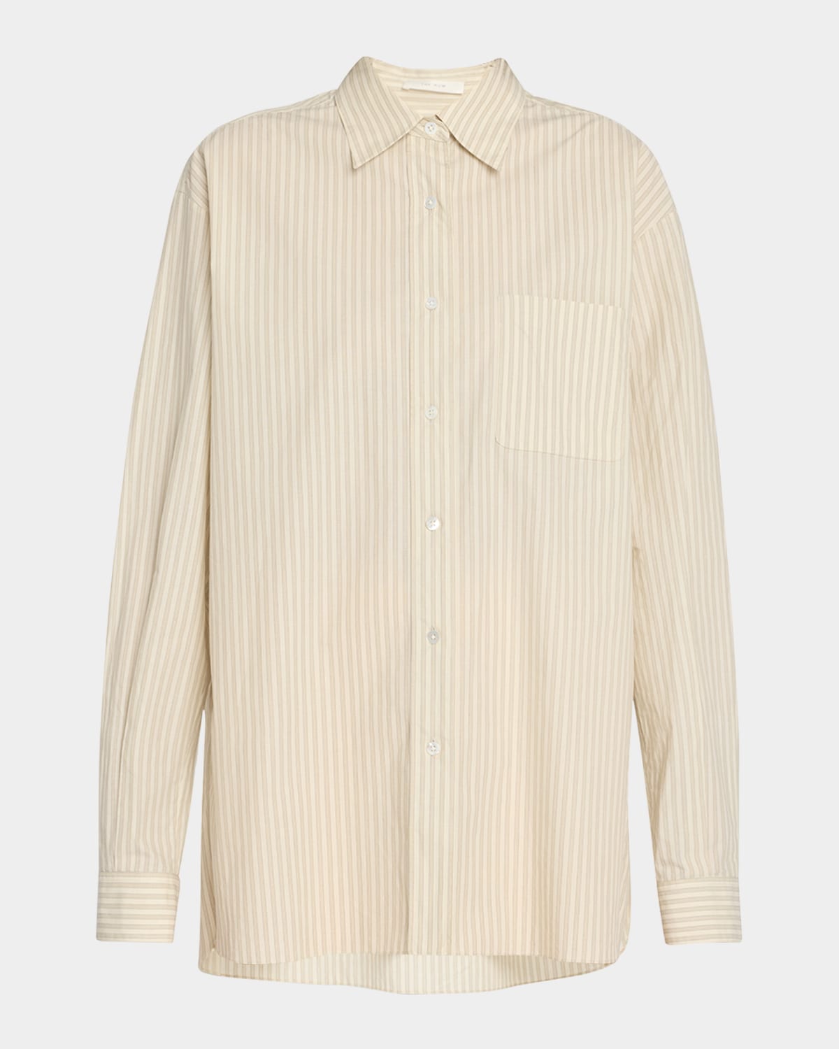 The Row Nesson Stripe Button Down Shirt In Sage Tint  Graphene