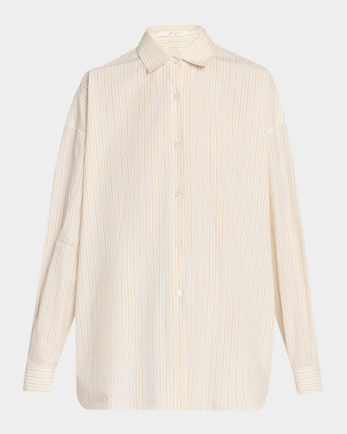 The Row Caster Striped Cotton Shirt In Beige  Orange