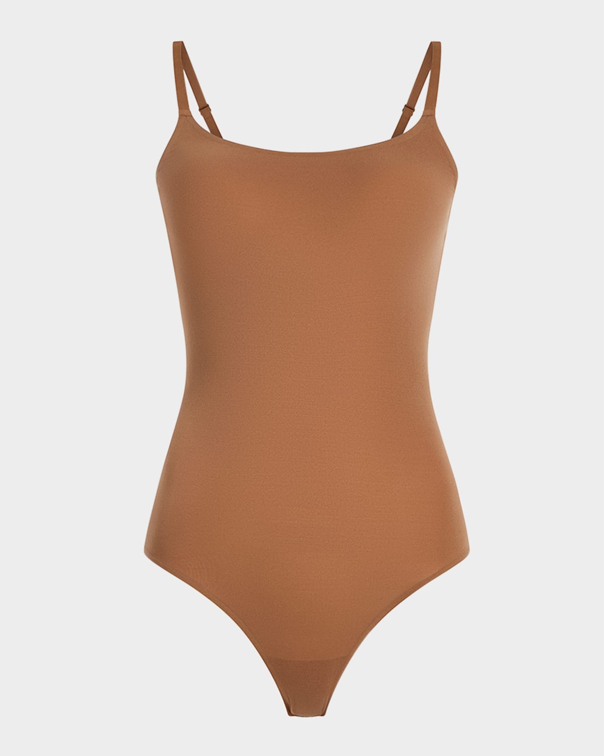 Commando Ballet Scoop-neck Microfiber Thong Bodysuit In Cocoa