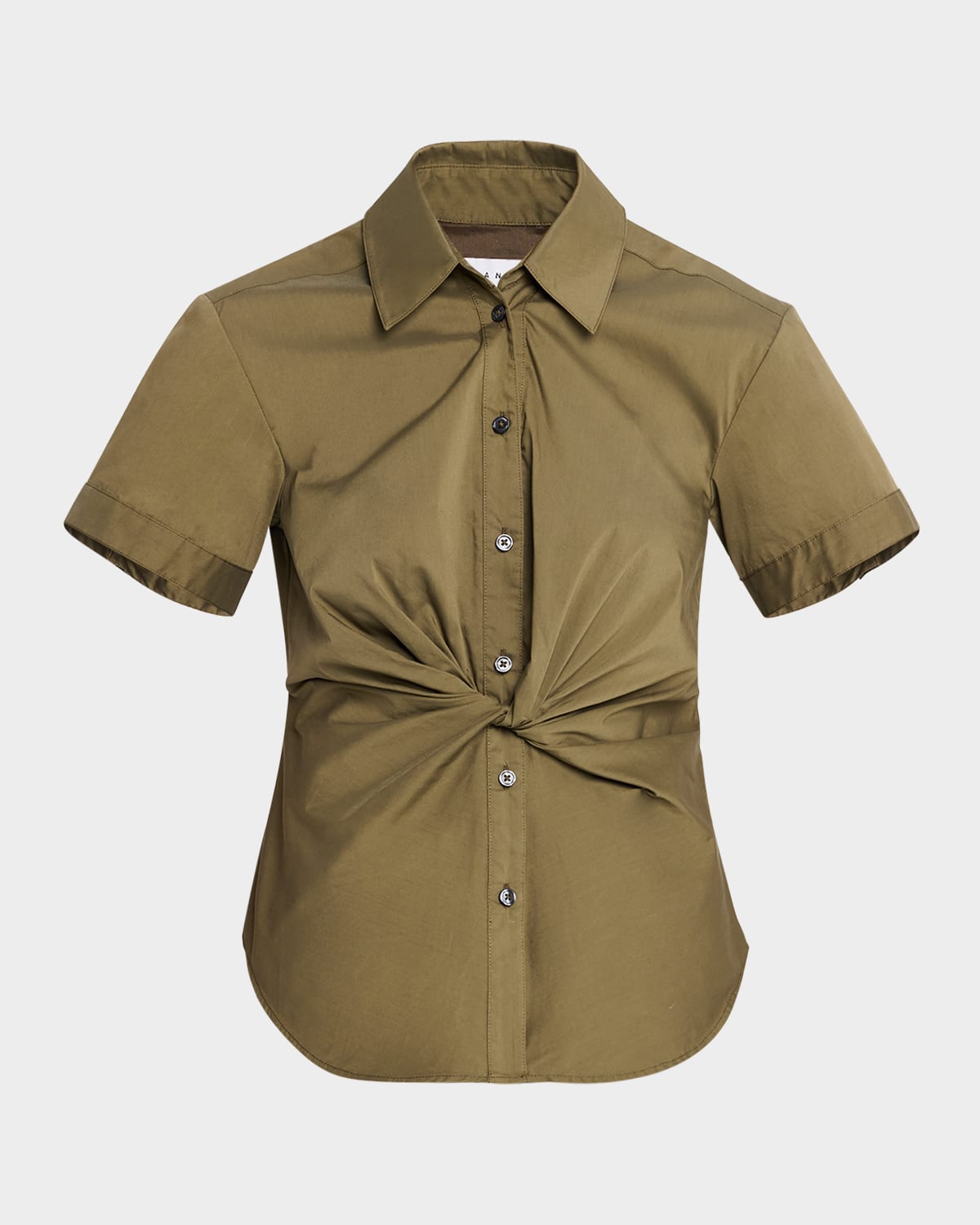 Shop Tanya Taylor Oakey Short-sleeve Twist Top In Fern