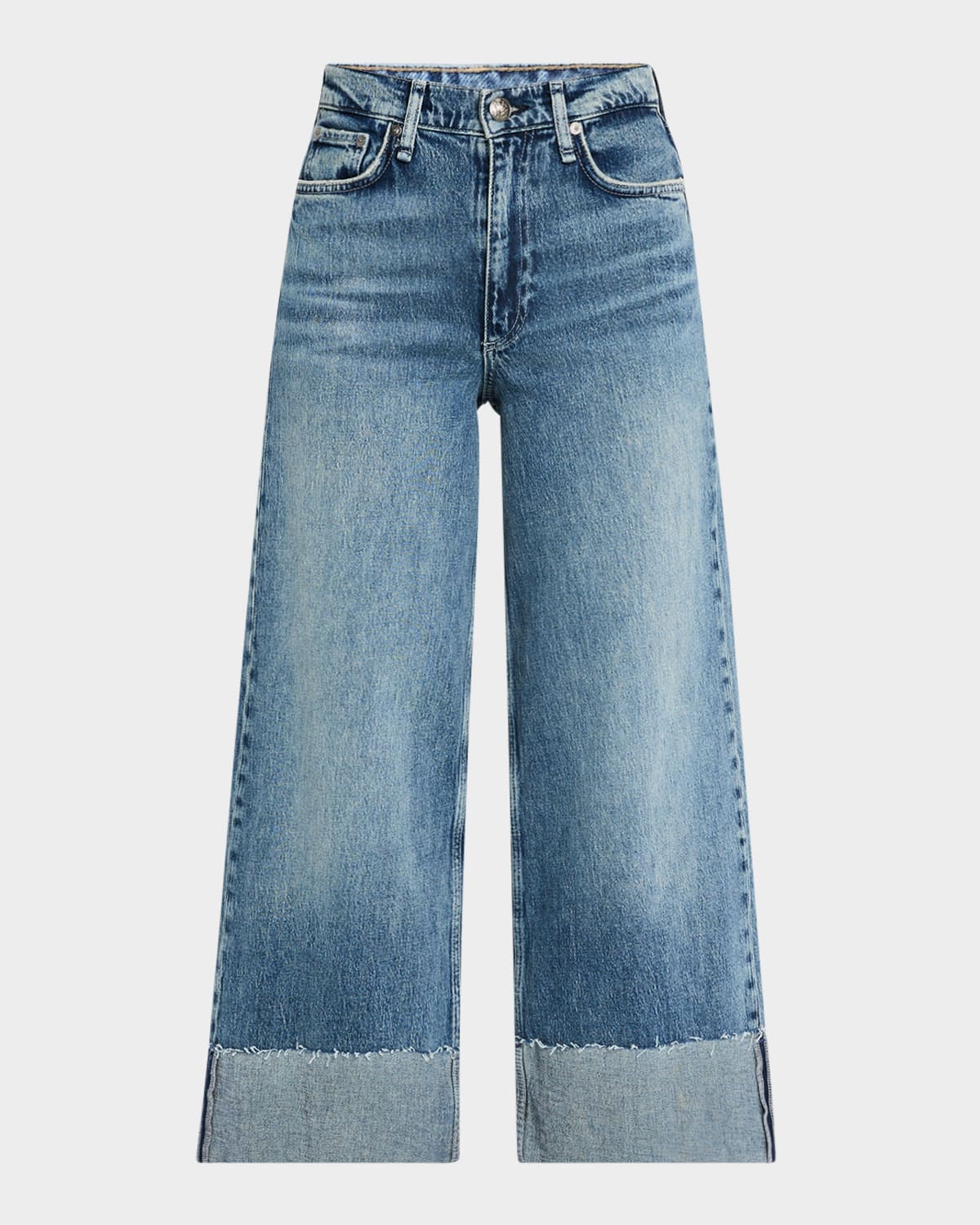 Rag & Bone Sofie High-rise Wide-leg Ankle Cuff Jeans In Atlantic