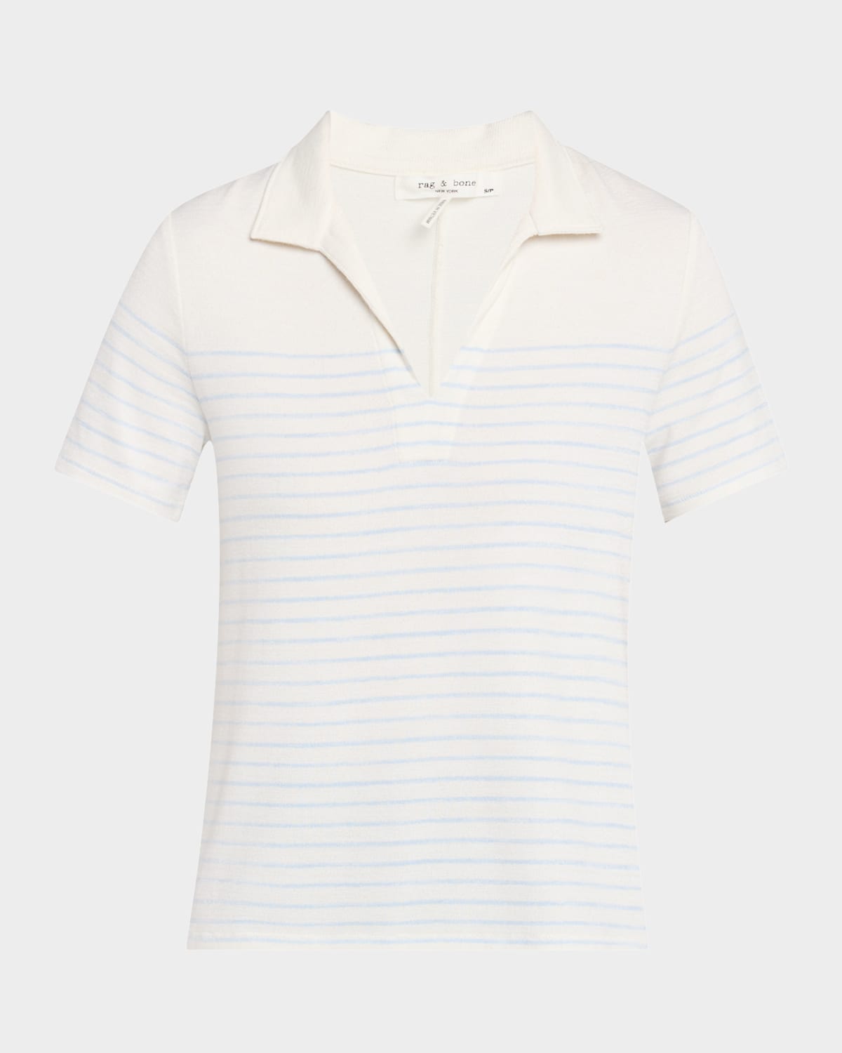 Rag & Bone Stripe Short-sleeve Polo Top In Ivorypale