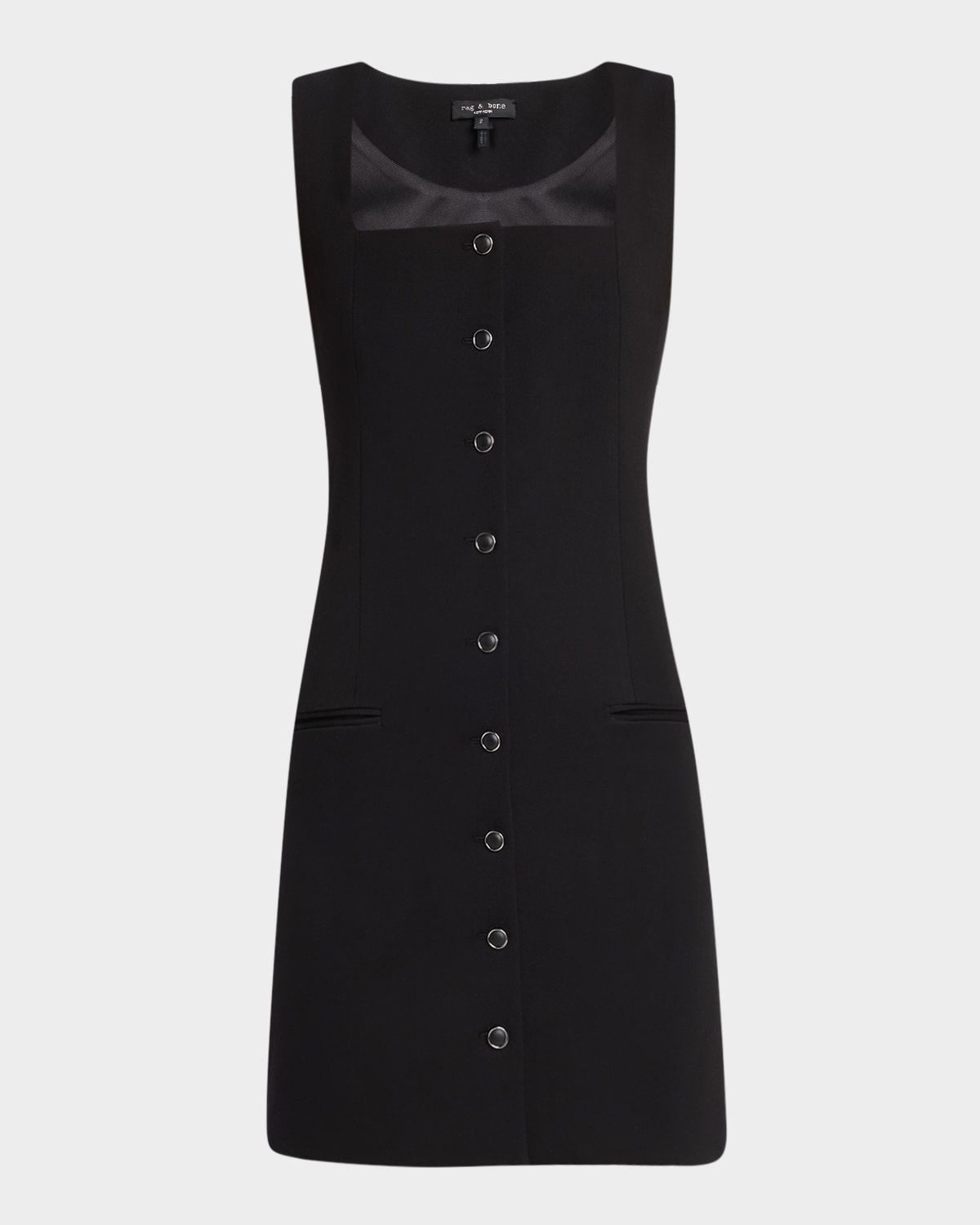 Rag & Bone Marianna Button-front Mini Dress In Black