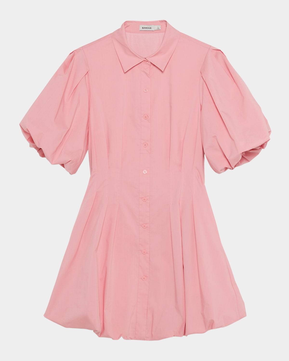 Shop Simkhai Cleo Balloon Pintuck Mini Dress In Dusty Rose